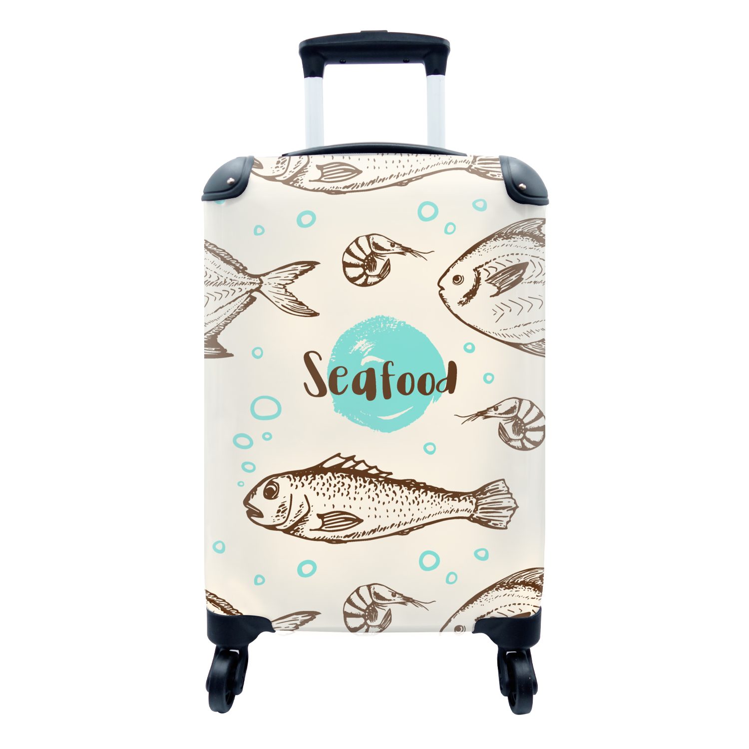 rollen, Reisetasche Handgepäck mit Lebensmittel Reisekoffer 4 Muster - Trolley, MuchoWow Ferien, - Handgepäckkoffer Rollen, für Fisch,