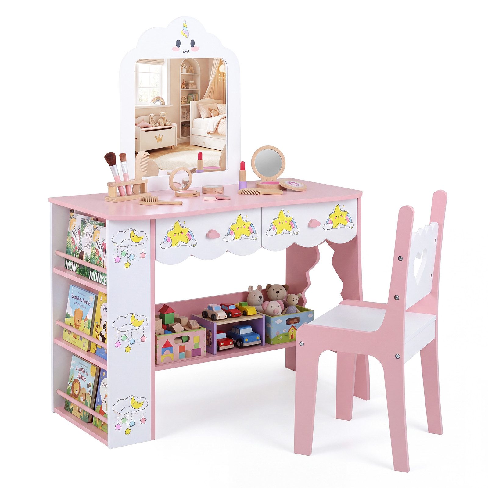 COSTWAY Schminktisch, kinder schminktisch fur madchen, Frisiertisch