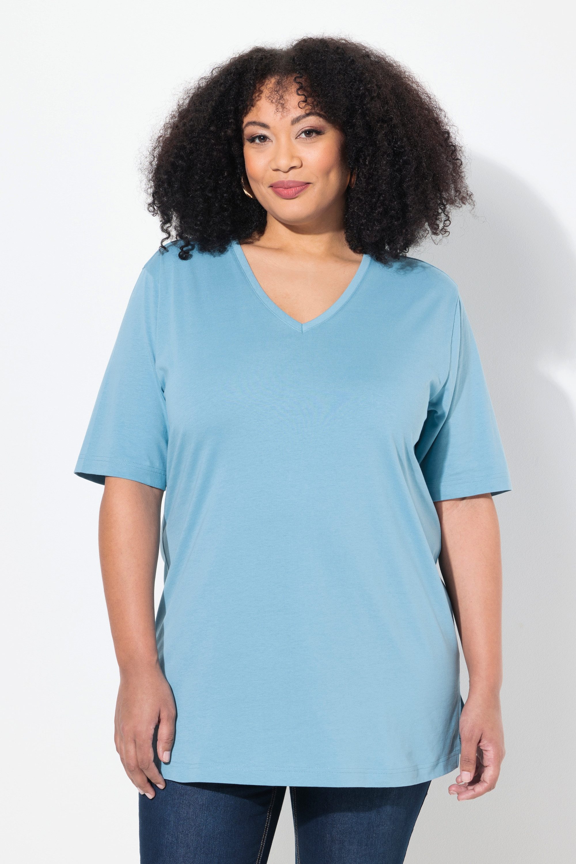 Ulla Popken T-Shirt T-Shirt V-Ausschnitt Relaxed günstig online kaufen