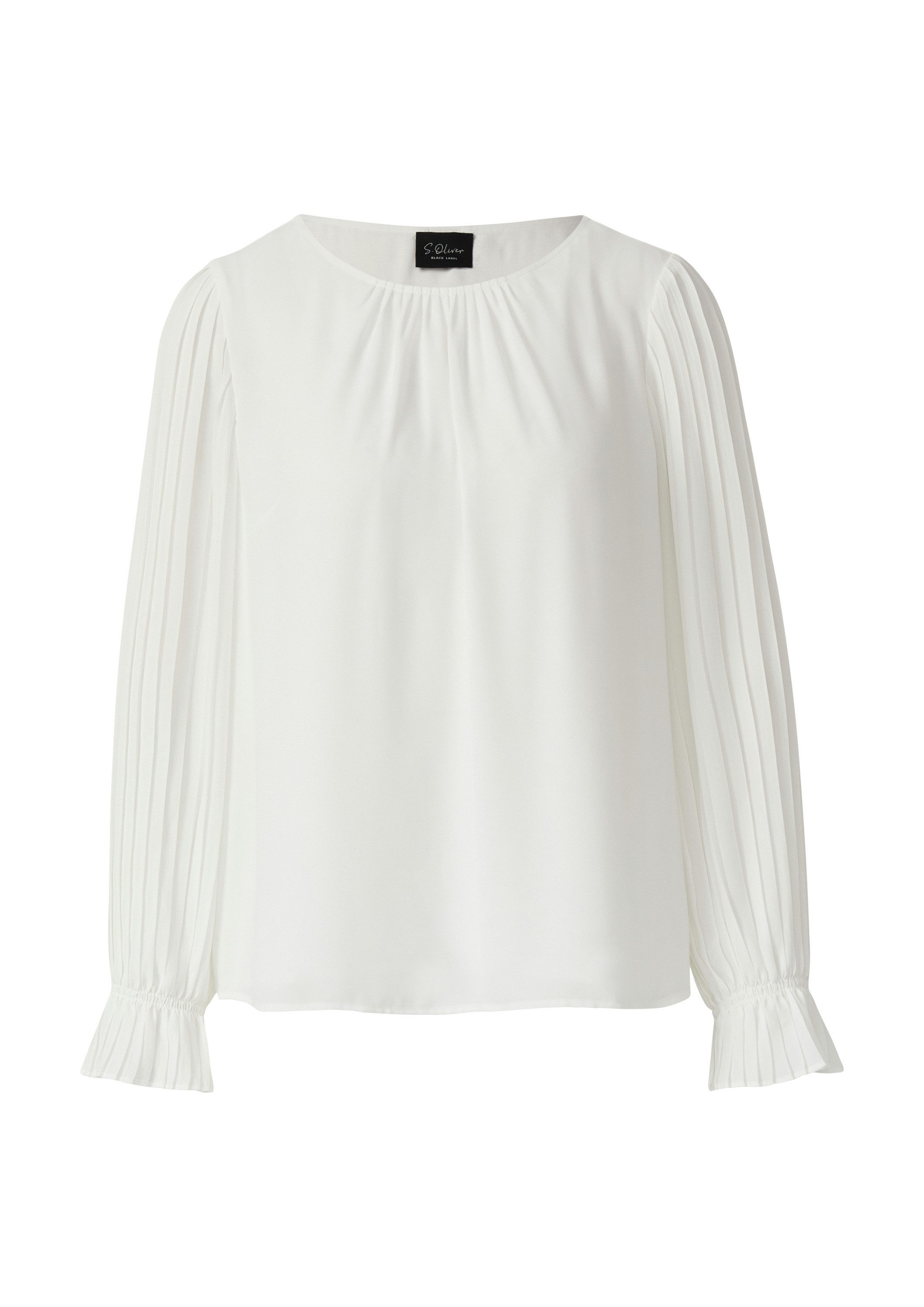 s.Oliver Langarmbluse Bluse Festliche Bluse mit Plissee-Ärmeln günstig online kaufen