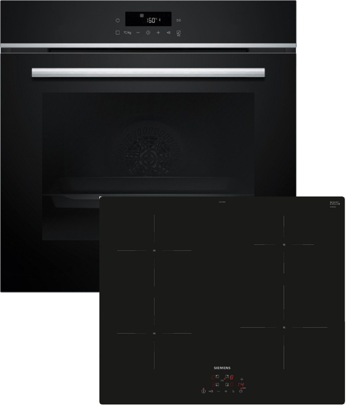 SIEMENS Backofen-Set iQ300, iQ100 HB572ABS4, mit Auszug nachrüstbar, Halogenleuchte, 4-fache Türverglasung