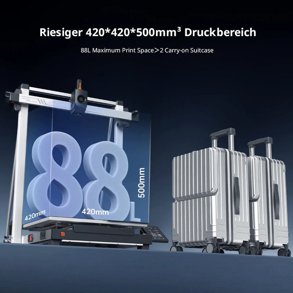 ANYCUBIC 3D-Drucker Anycubic Kobra 3 Max Combo 3D-Drucker & ACE Pro, Riesiges Bauvolumen von 420 × 420 × 500 mm (88 Liter)