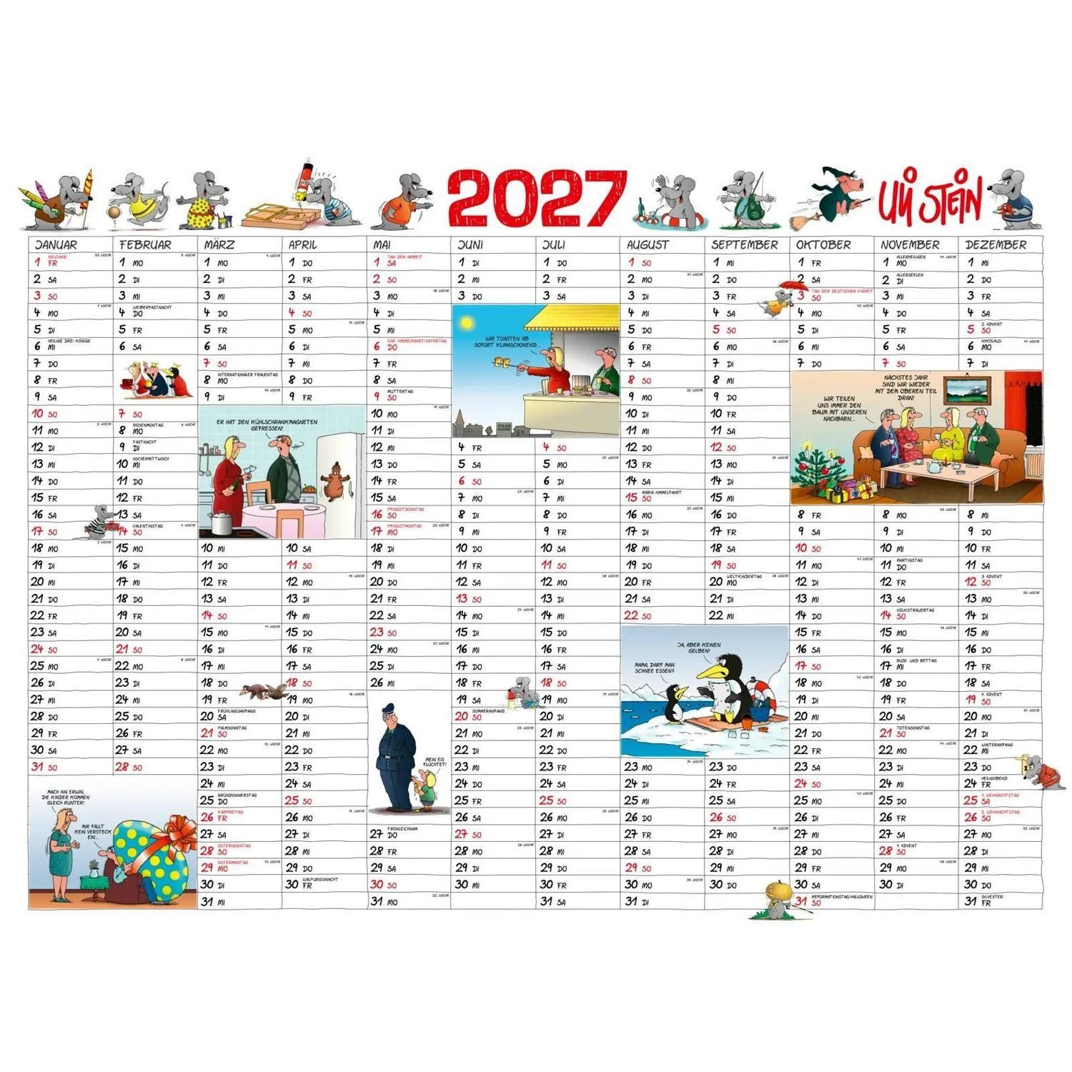 Lappan Verlag Wandkalender Uli Stein Jahresplaner 2027: Posterkalender