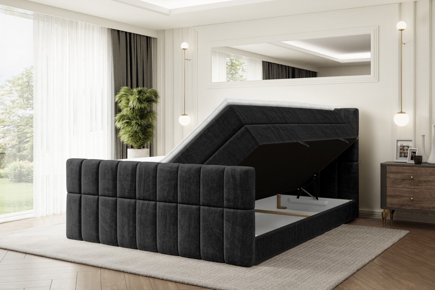 ALTDECOR Boxspringbett MIAMI-Z KING (Multipocket-Matratze H4, H3 Matratze Bonellfederung, Topper, Kopfteil), Doppelbett mit Fußteil