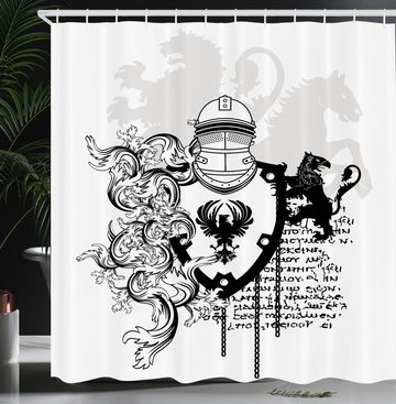 Abakuhaus Duschvorhang Moderner Digitaldruck mit 12 Haken auf Stoff Wasser Resistent Breite 175 cm, Höhe 180 cm, Schwarz-Weiss Medieval Knight