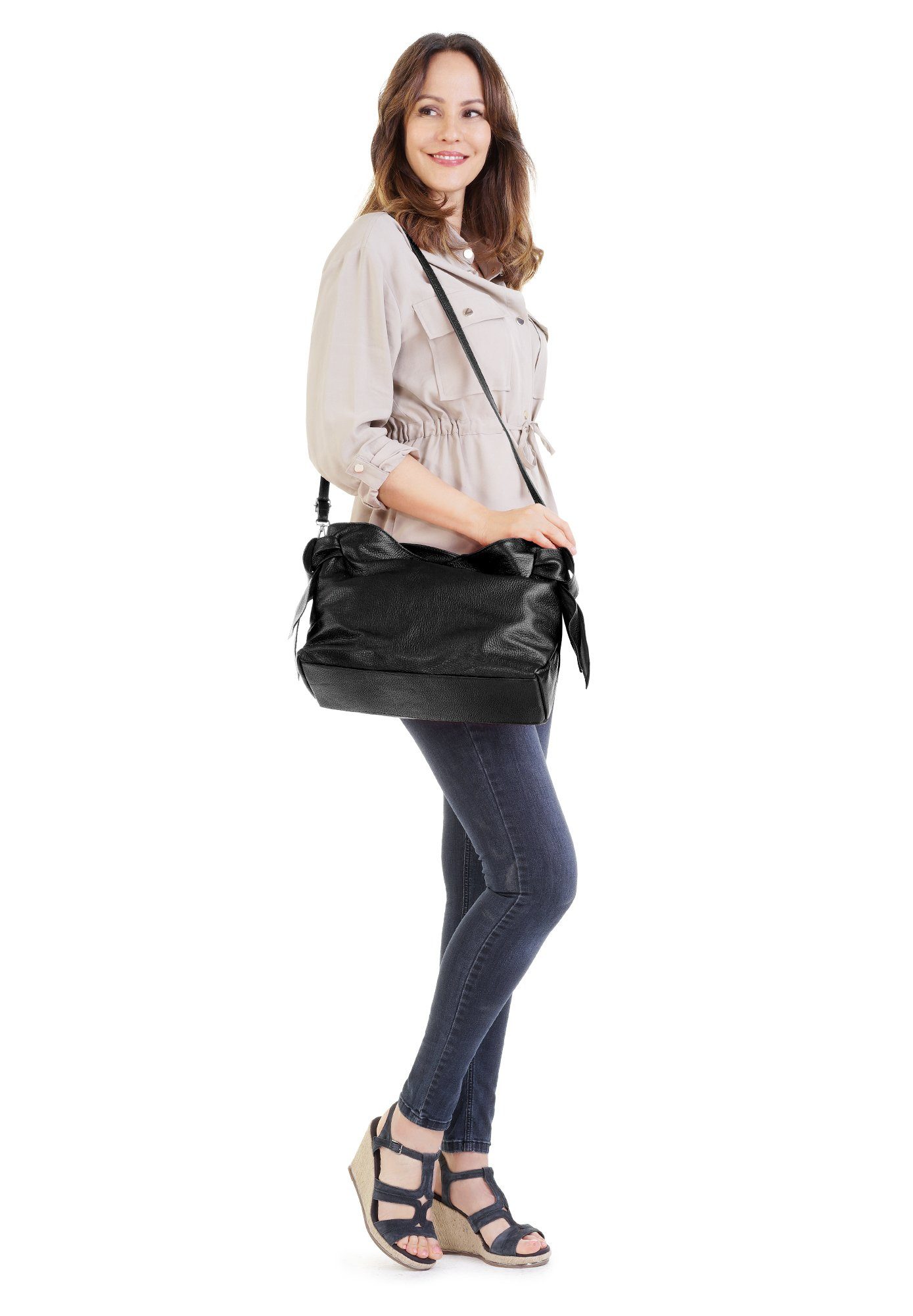 Samantha Look Henkeltasche, echt Leder, Made in Italy