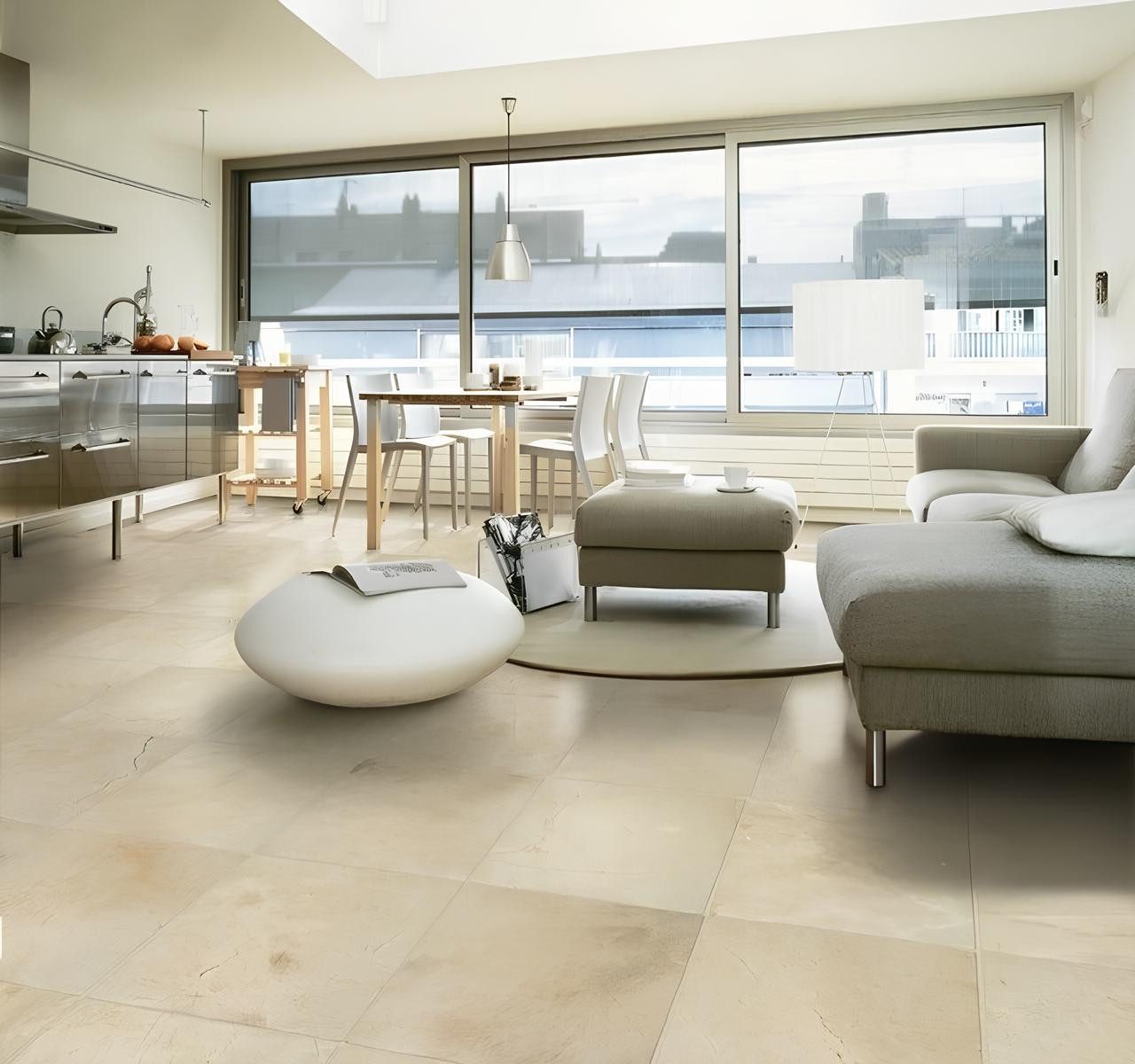 JVmoebel Bodenfliese Luxus Marmor Bodenbelag aus Naturstein für stilvolle Räume, Beige, Made in Europa