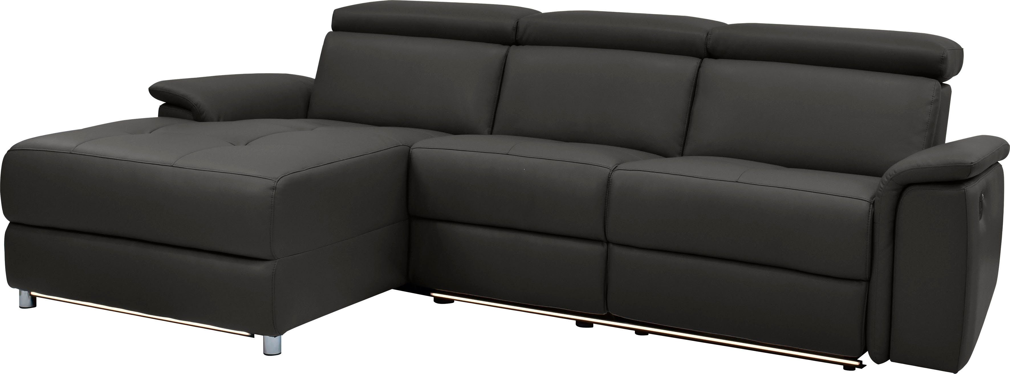 OTTO home Ecksofa Pareli, L-Form, 259cm,m. Recamiere, Echtleder, Kunstleder, Webstoff, man. o. elektr. Relaxfunktion, USB/Kopfteilverstellg u. LED