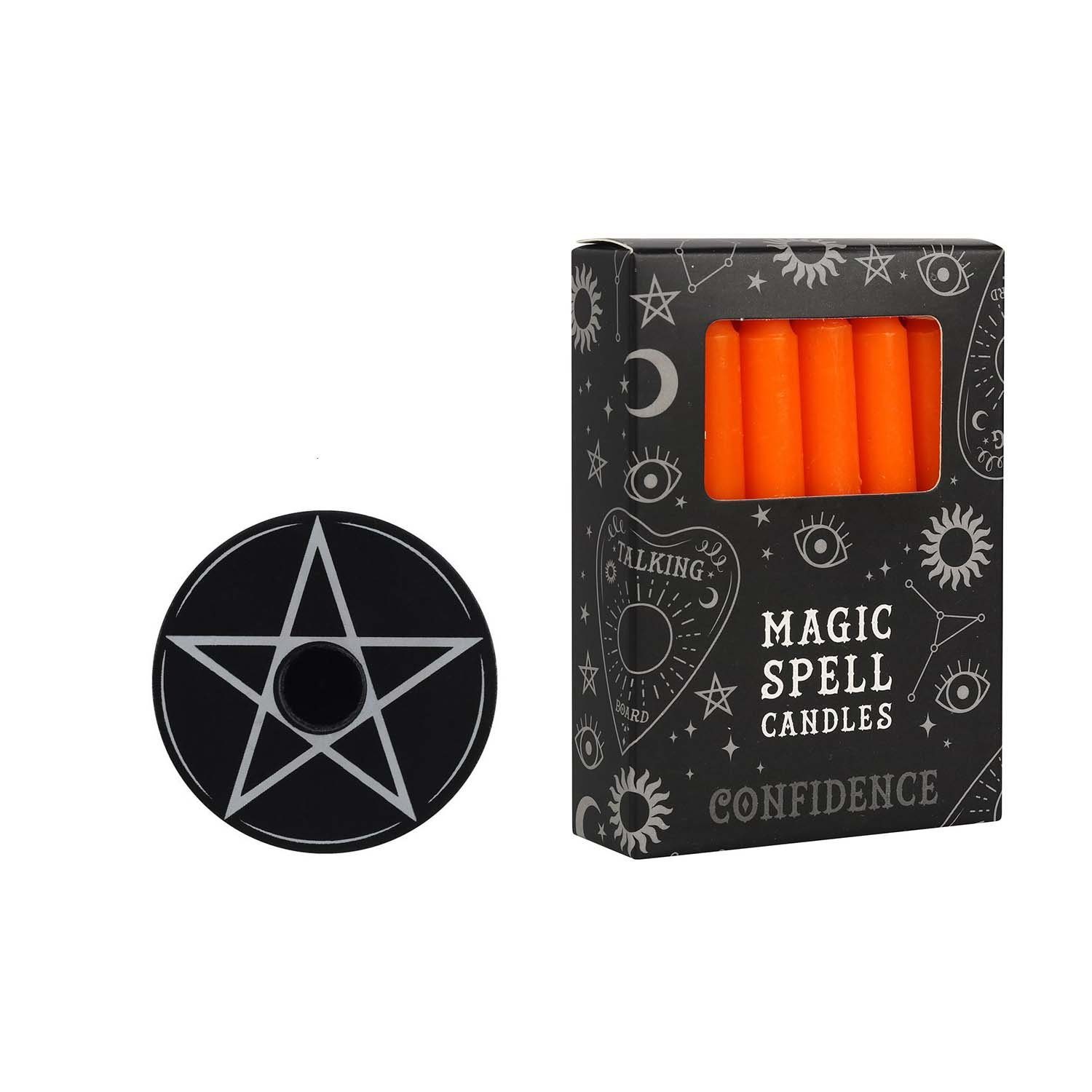 Spell - MystiCalls Wunschkerzen, "Pentagram" Magic, Hexe, Black Candler Confidence Halter Witchcraft Kerzenhalter
