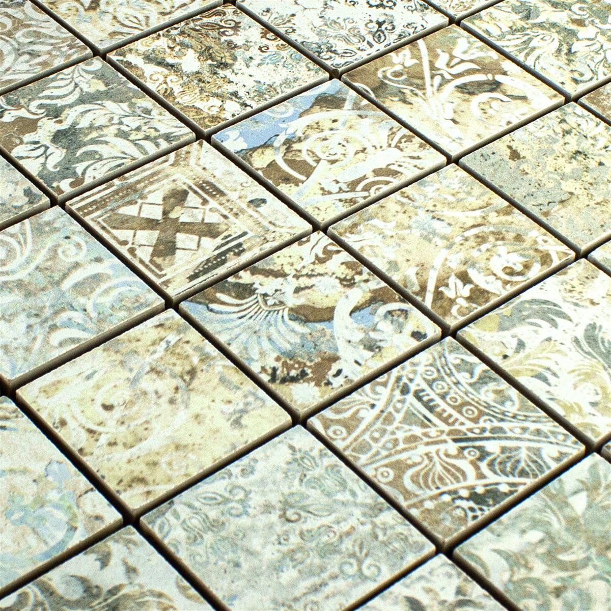 Mosafil Mosaikfliesen Keramikmosaik Fliesen Bellona Effekt Hellbunt 47x47mm, Feinsteinzeug 29.500x29.500, hellbunt, Rutschfest