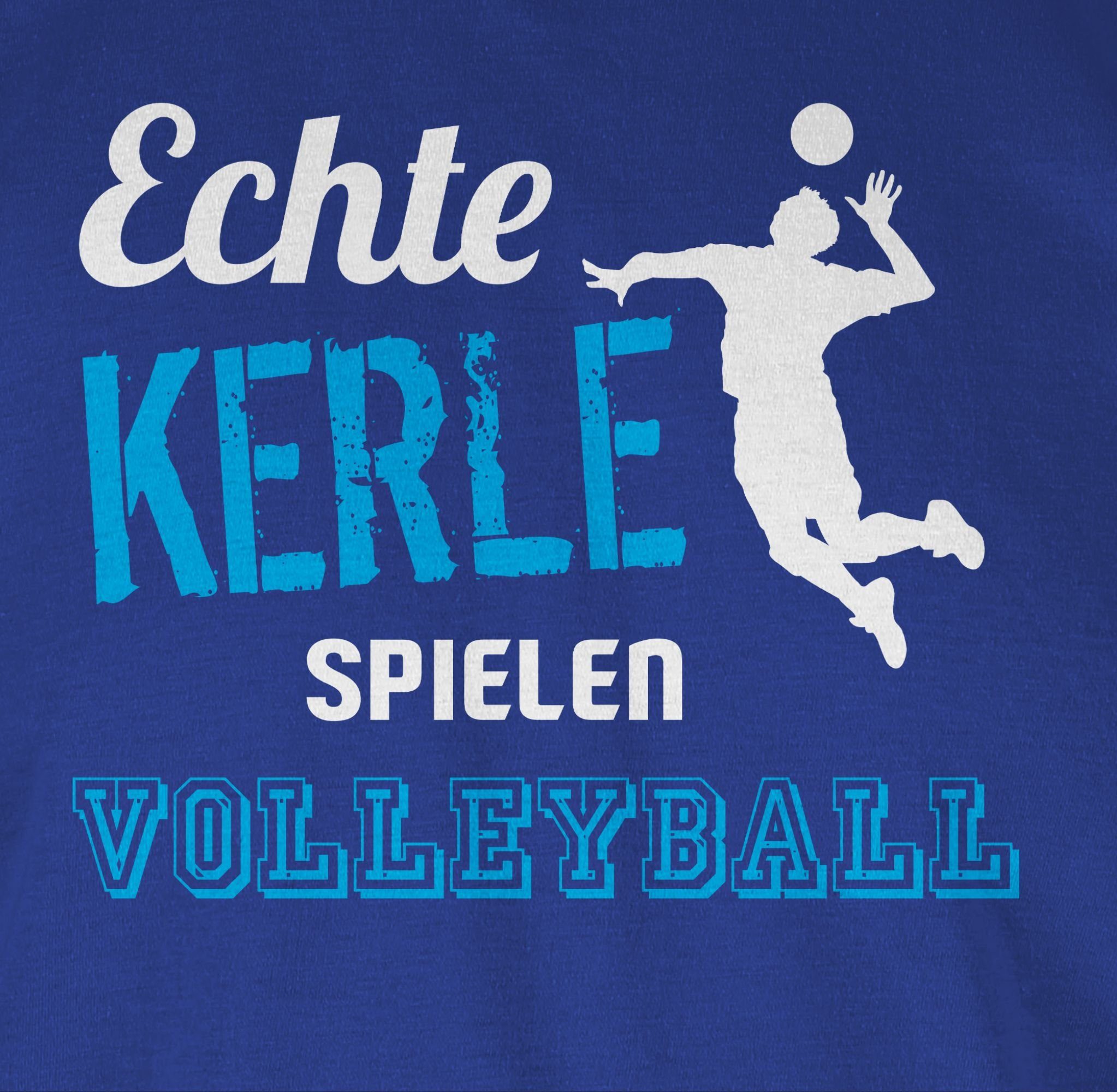 Shirtracer T-Shirt 2 Echte Kerle Geschenke Volleyball Volleyball spielen Royalblau