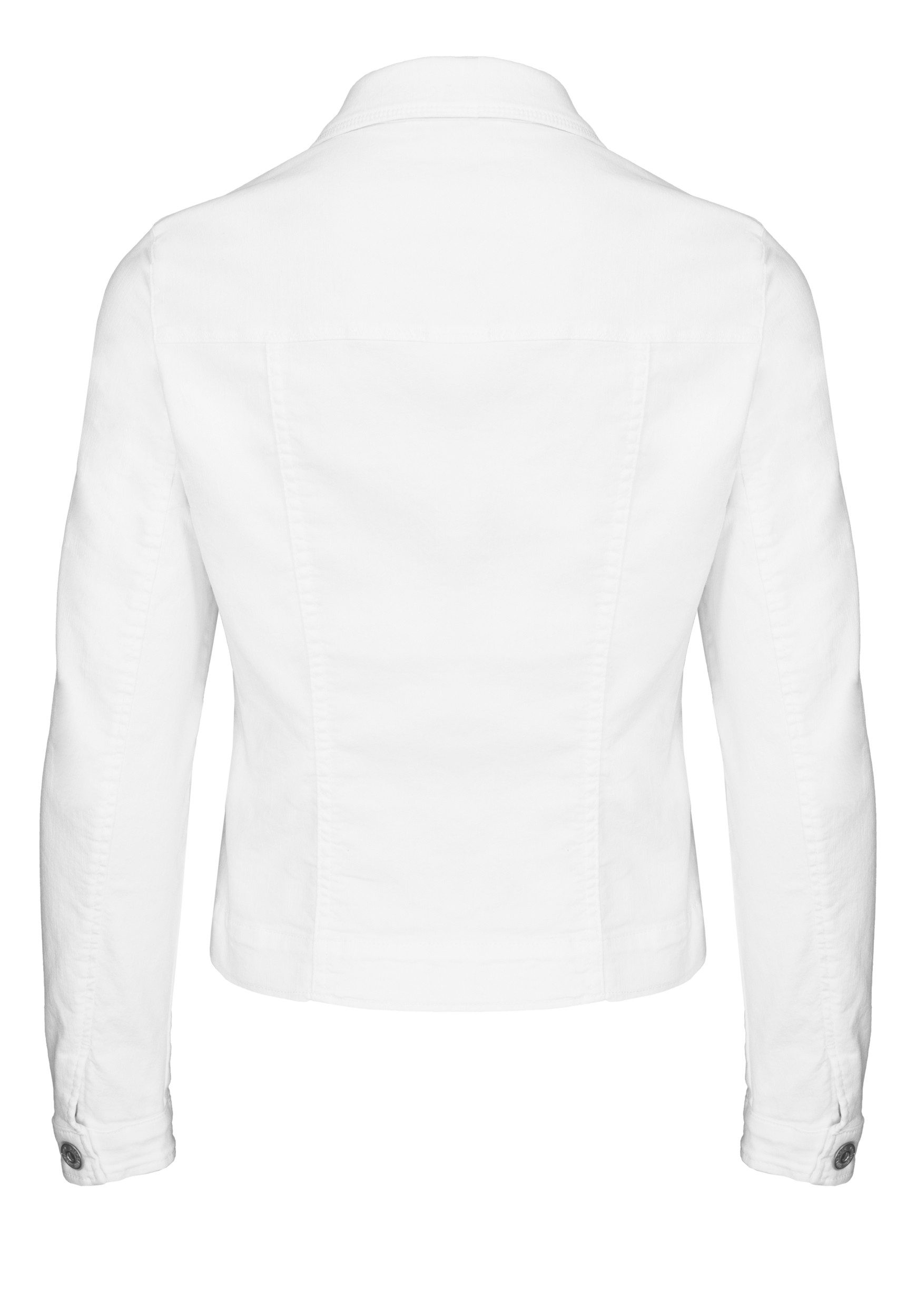 bianca Jeansjacke – Weiße Denimjacke mit Kentkragen und Knopfleiste