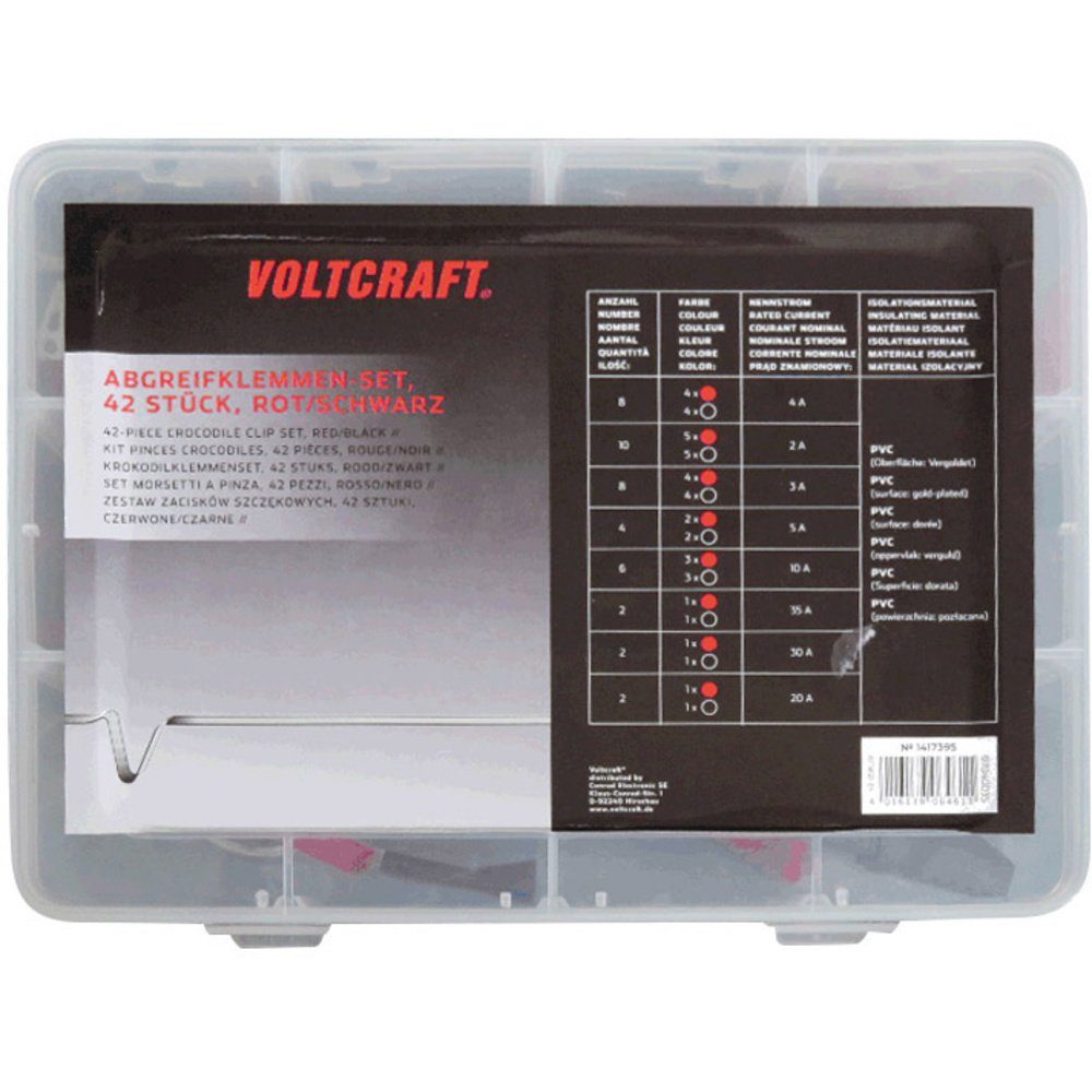 VOLTCRAFT Krokodilklemme VOLTCRAFT 1417395 Krokodilklemmen-Set Schwarz, Rot Länge: 230 mm 42 S, 1417395