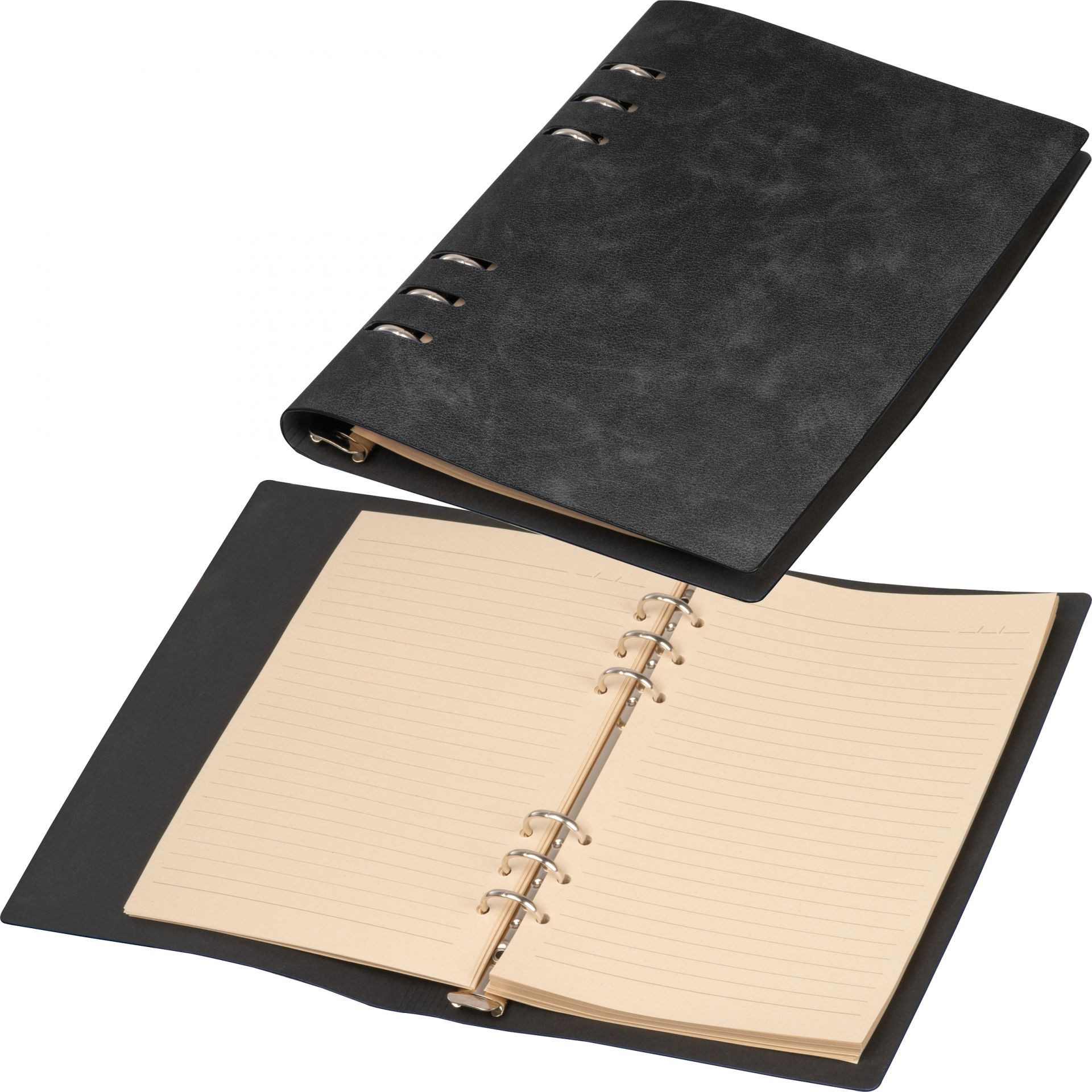 Macma Notizbuch Ringbuch / DIN A5 / Notizbuch mit 200 linierten Seiten / Farbe: schwar