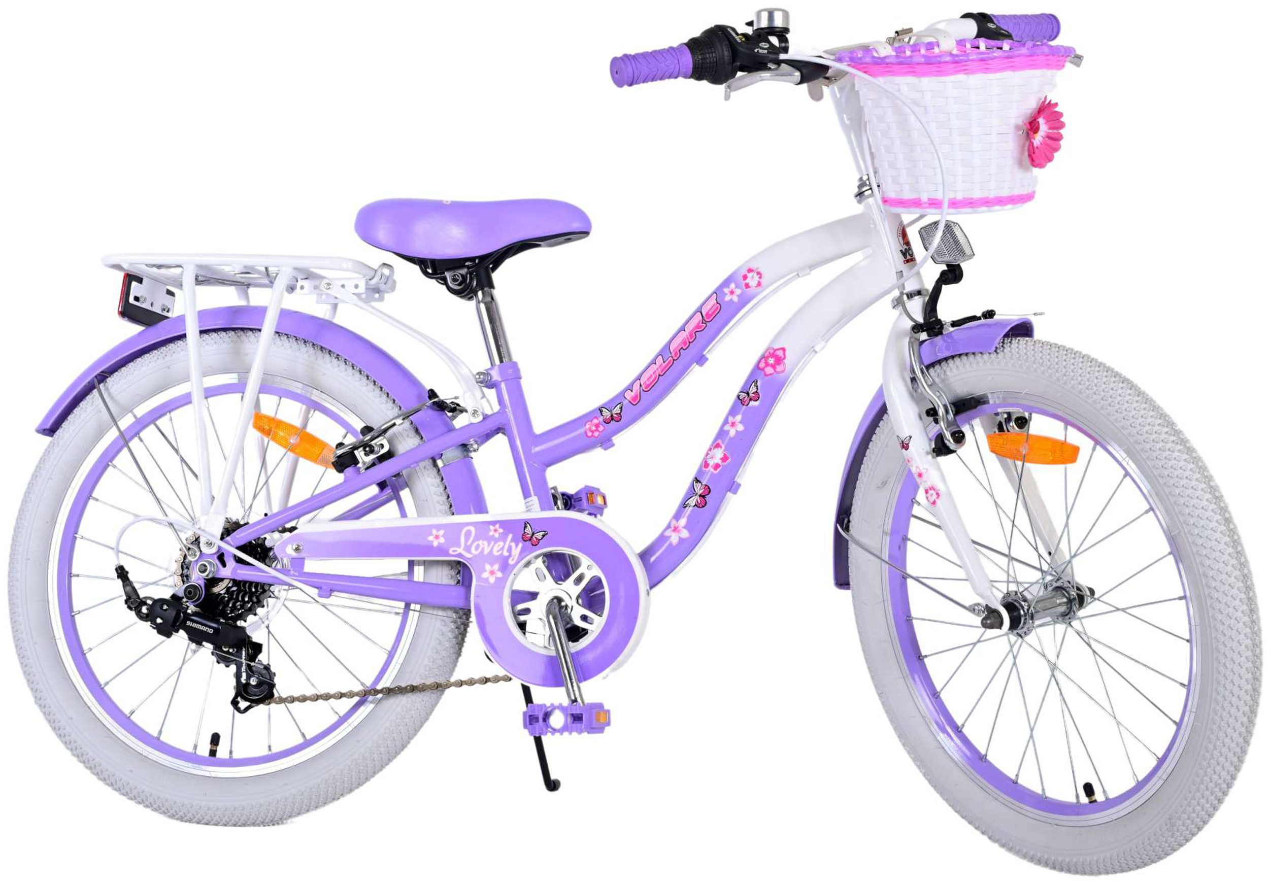 TPFSports Kinderfahrrad Volare Lovely mit 2 Handbremsen, 7 Gang, (Mädchen Fahrrad - Rutschfeste Sicherheitsgriffe), Kinder Fahrrad 20 Zoll mit Ständer Laufrad Mädchen Kinderrad