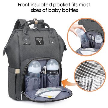 HAUSS SPLOE Wickelrucksack Baby Wickelrucksack Wickeltasche Rucksack mit Windelunterlage (Windeln Babyflasche Milchfläsche Rucksack Tasche mit Flaschenhalter, Multifunktional, Babytasche, Wickelrucksack, für Mama und Papa unterwegs), mit tragbarer mobiler Wickelauflage Schnullerhalter Kinderwagengurte