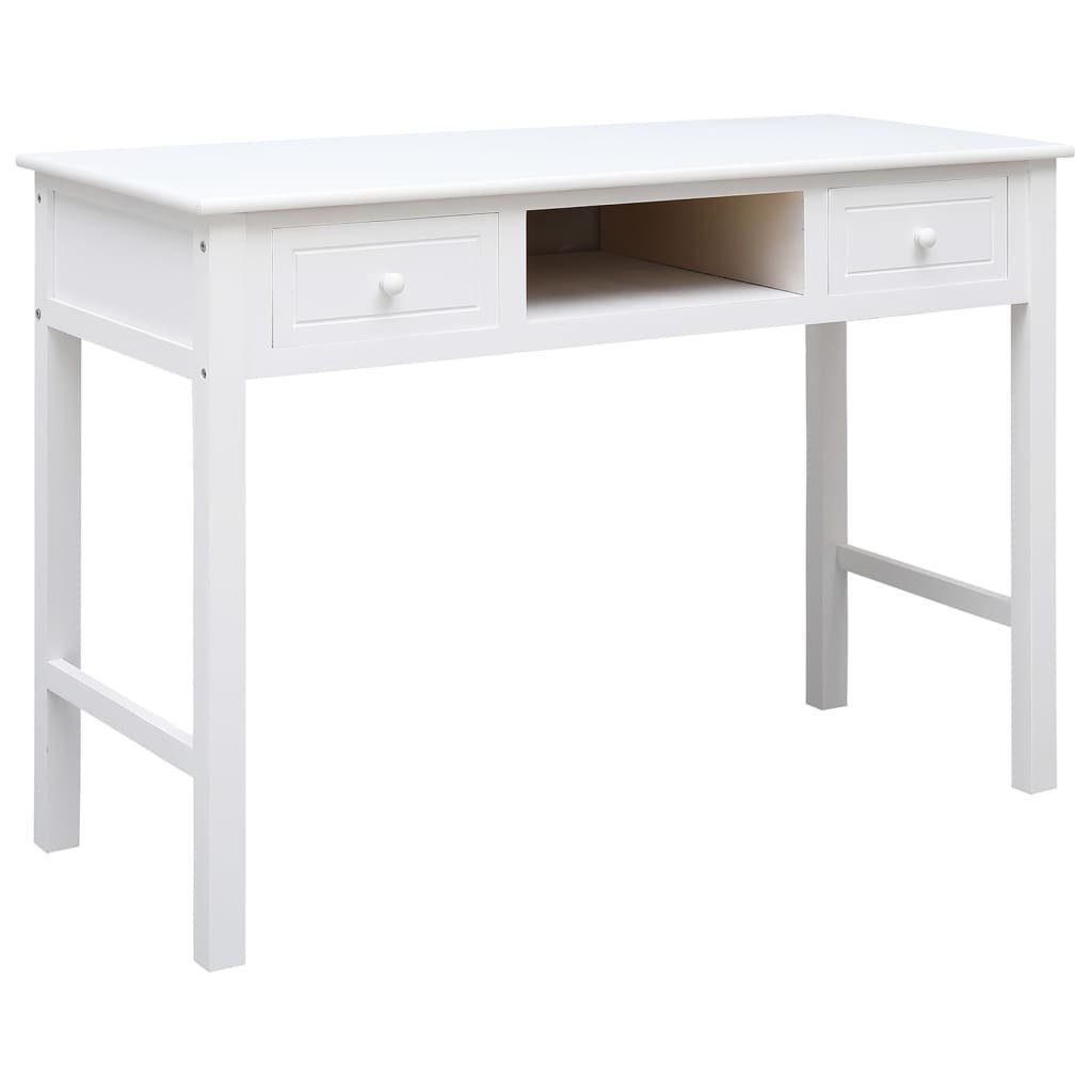 Schreibtisch | Schreibtisch vidaXL cm Weiß Massivholz Paulownia 108x45x76 Weiß Weiß