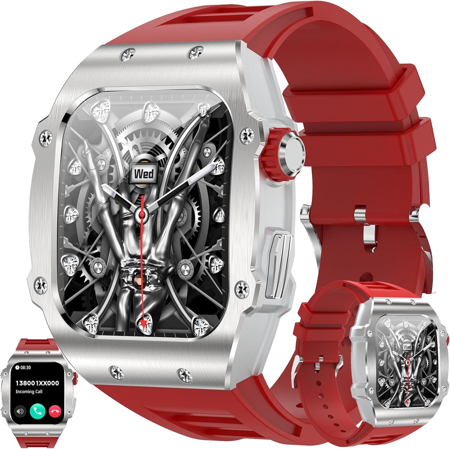 ZPIMY Smartwatch (4,7 cm, android ios), Smartwatch mit 1,91" AMOLED, Bluetooth Anrufe, Fitness