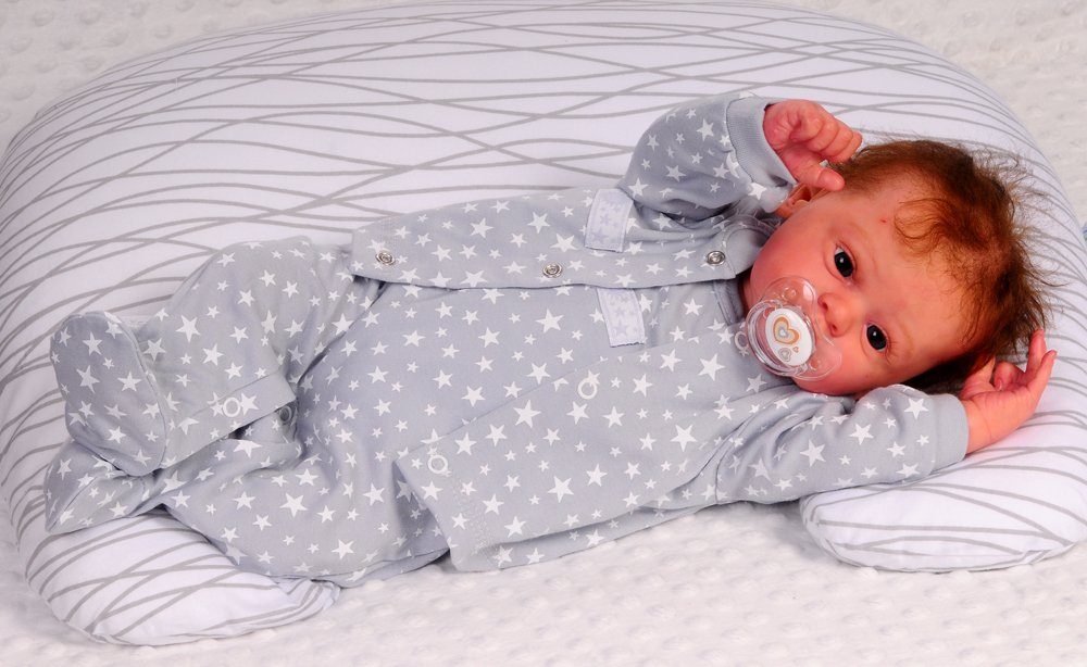 La Bortini Strampler Strampler und Hemdchen Anzug Baby Set in Grau mit Sternchen aus reiner Baumwolle, 44 50 56 62 68 74