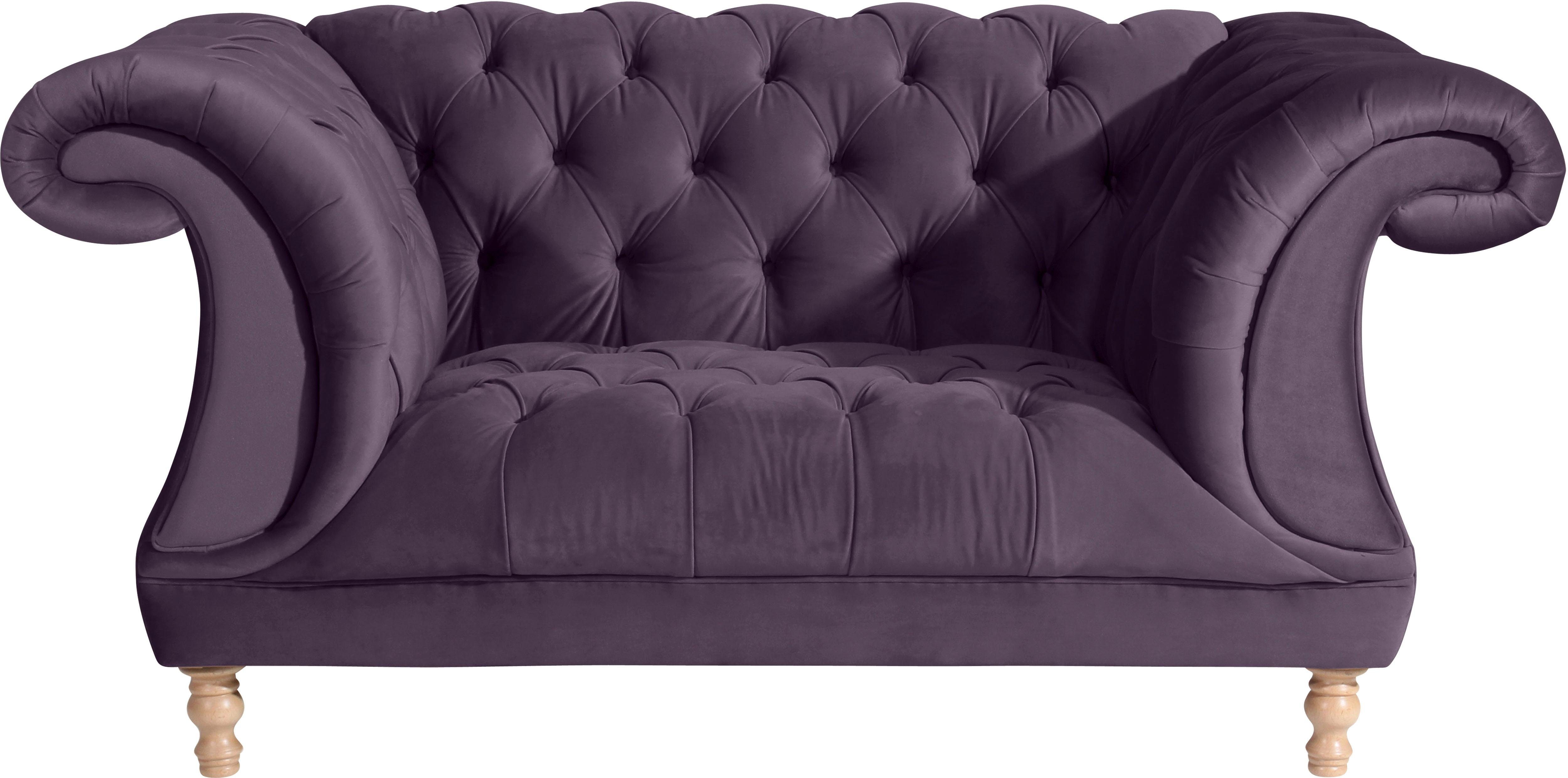 Max Winzer® Loveseat Isabelle, Loungesessel, mit Knopfheftung & gedrechselten Füßen in Buche natur, Breite 167 cm