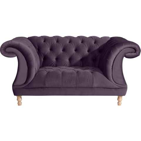 Max Winzer® Loveseat Isabelle, mit Knopfheftung & gedrechselten Füßen in Buche natur, Breite 167 cm