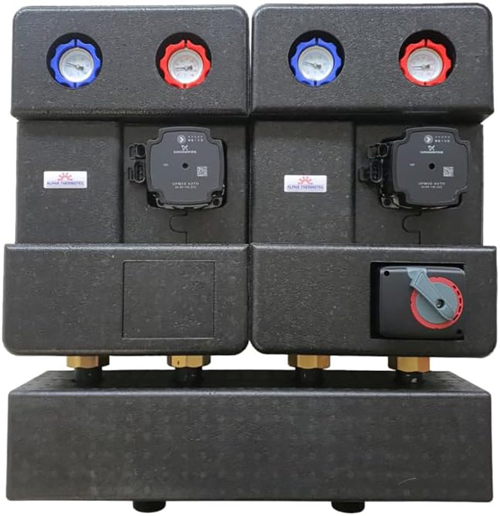 SUNEX Heizkreisverteiler Heizkreisset DN 25 gemischt und ungemischt für 2 Heizkreise (1-St)