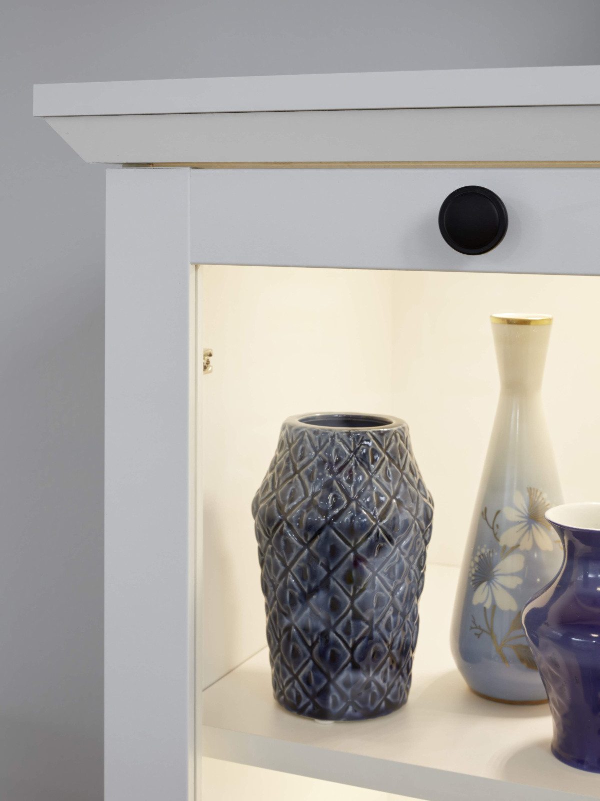 trendteam Wohnwand Baxter, (Wohnzimmer Set in weiß Landhaus, 3-teilig, 270 x 196 cm), mit großem TV Lowboard