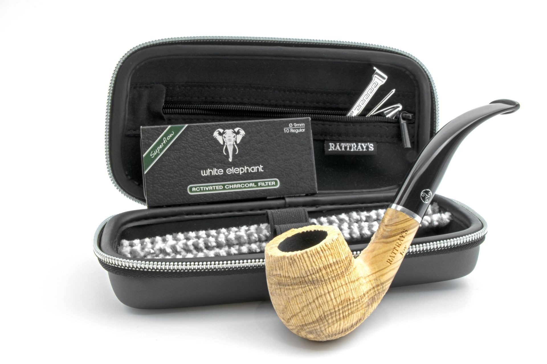 Handpfeife Pfeife Joy Starter Set Olive Bent gebogen sandgestrahlt
