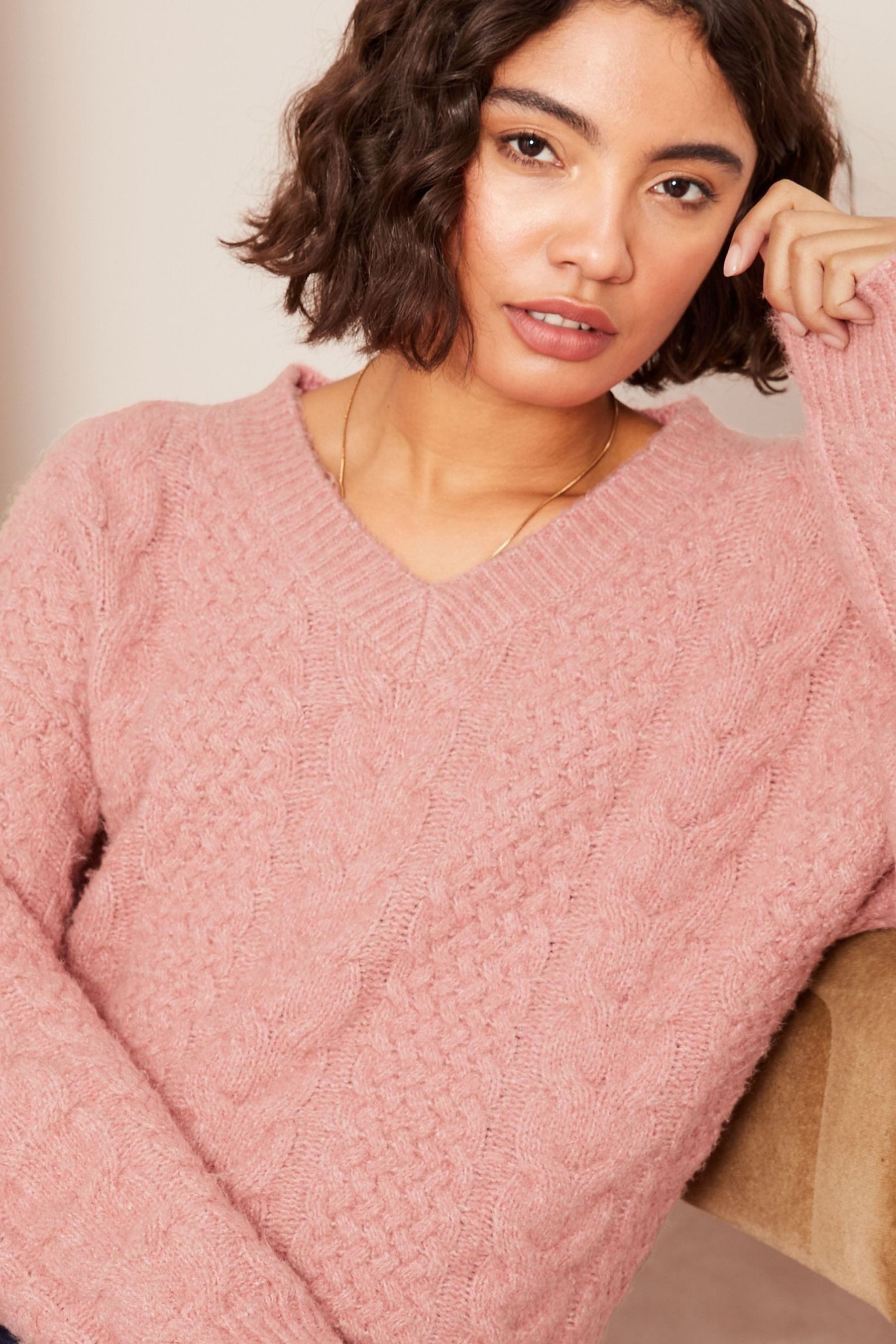 Friends Like These V-Ausschnitt-Pullover Friends Like These Zopfstrickpullover (1-tlg)