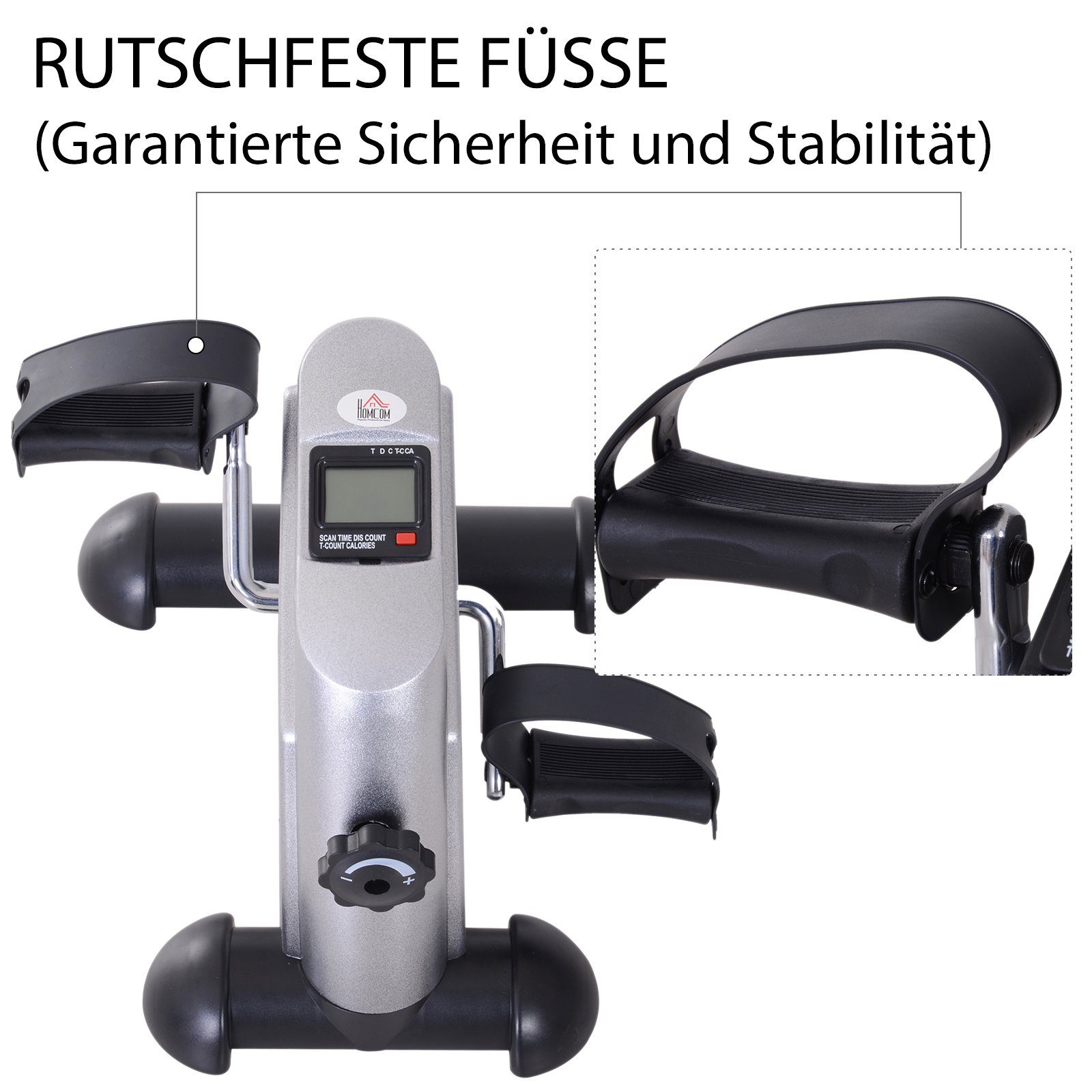 Pedaltrainer 31H Trainingsrad HOMCOM LCD-Display), (1-tlg., Bike Gusseisen 40T cm 35B Silber Mini mit x Heimtrainer x Fahrradgerät