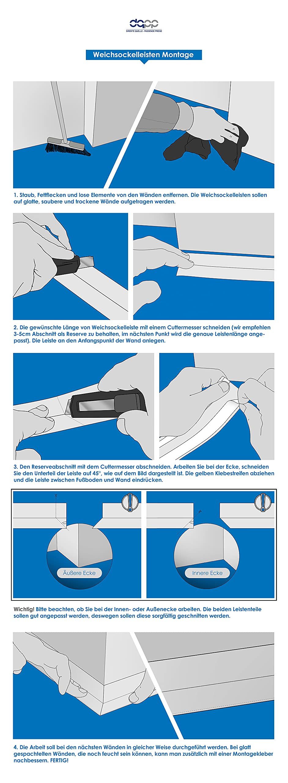 DQ-PP Sockelleiste DQ-PP WEICHSOCKELLEISTE 10m, 32x23mm, selbstklebend, Gummileiste, PVC, Sockelleiste, Abschlussleiste, Bodenleiste, Winkelprofil