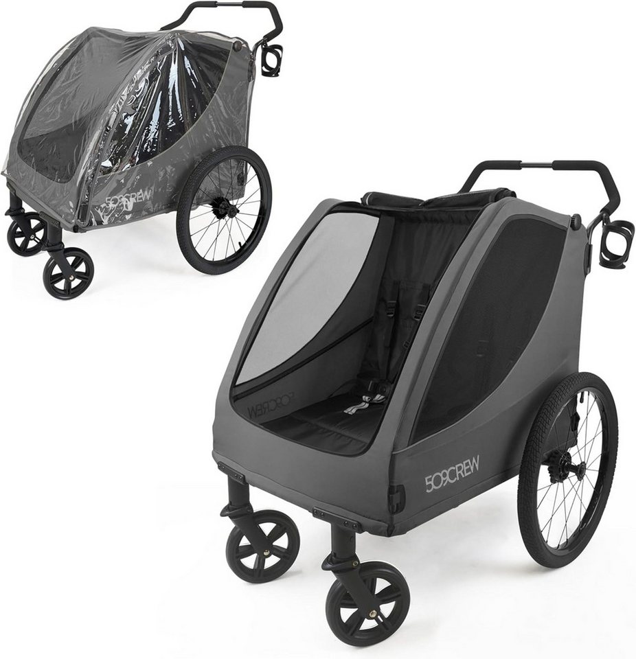 509_Crew Bollerwagen Kinder Trekker II für 2 Kinder robust, Doppelkinderwagen, klappbar, bis 50 kg belastbar
