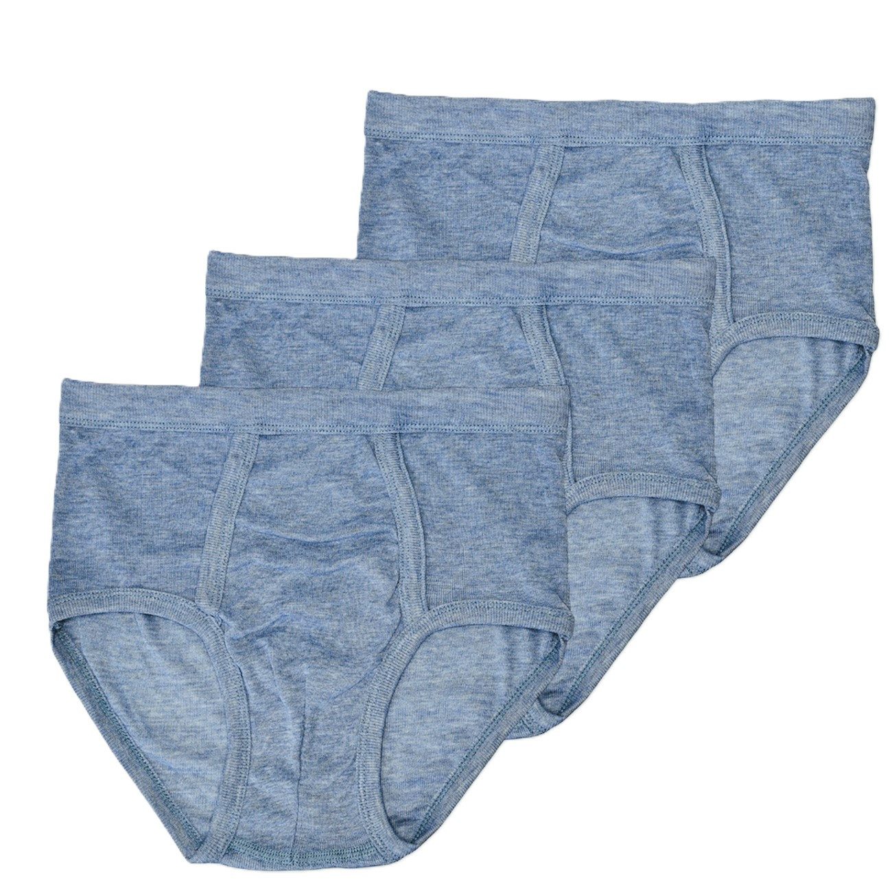 Toker Collection® Slip Herrenslip mit Eingriff klassischer Schnitt blau oder grau meliert (Packung, 3er Pack) weich und anschmiegsam – Bild 2 von 4