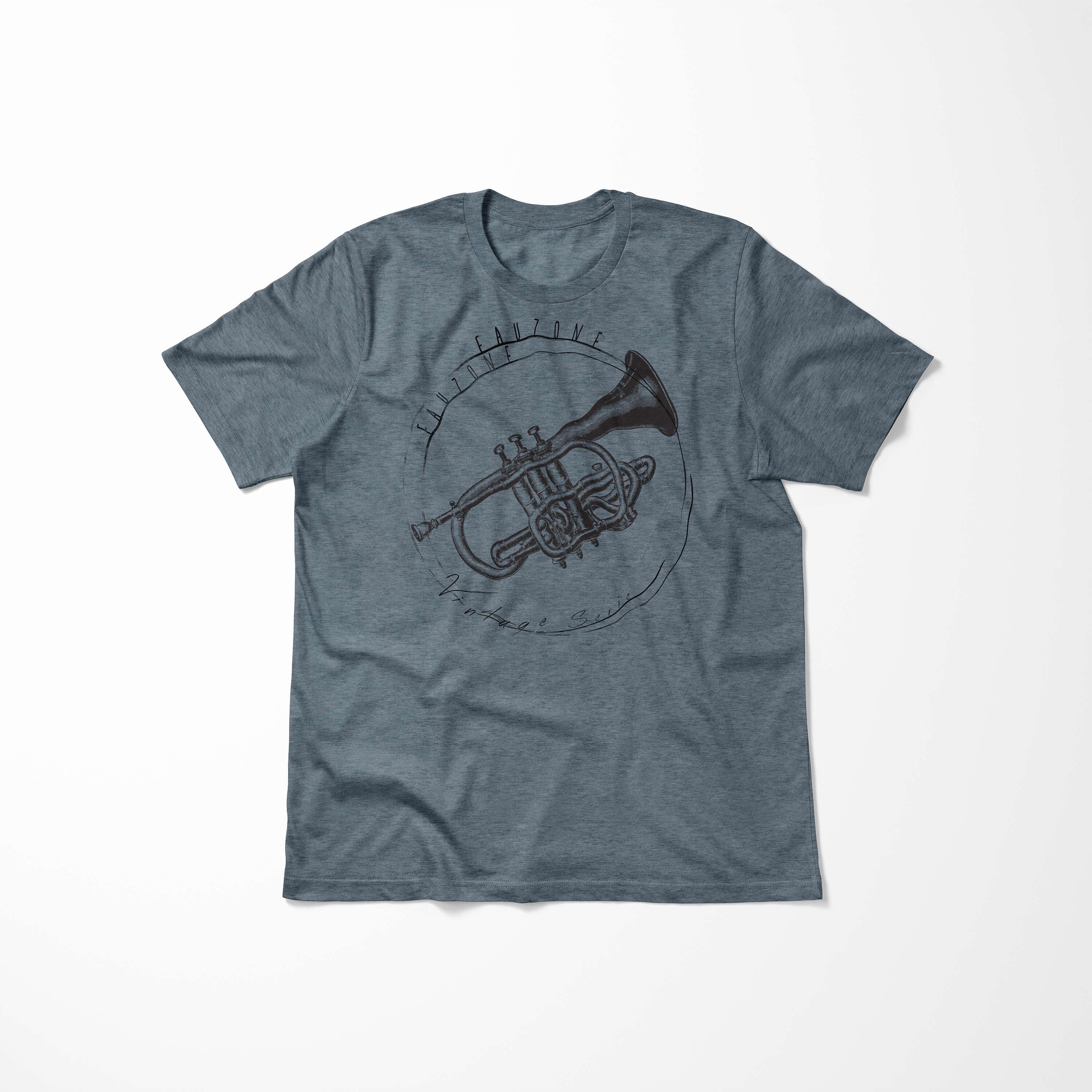 T-Shirt Art Herren T-Shirt Indigo Vintage Sinus Trompete