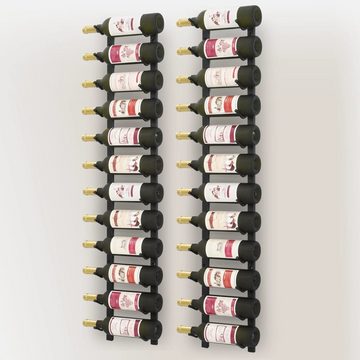furnicato Weinregal Wand-Weinregale für 12 Flaschen 2 Stk. Schwarz Eisen