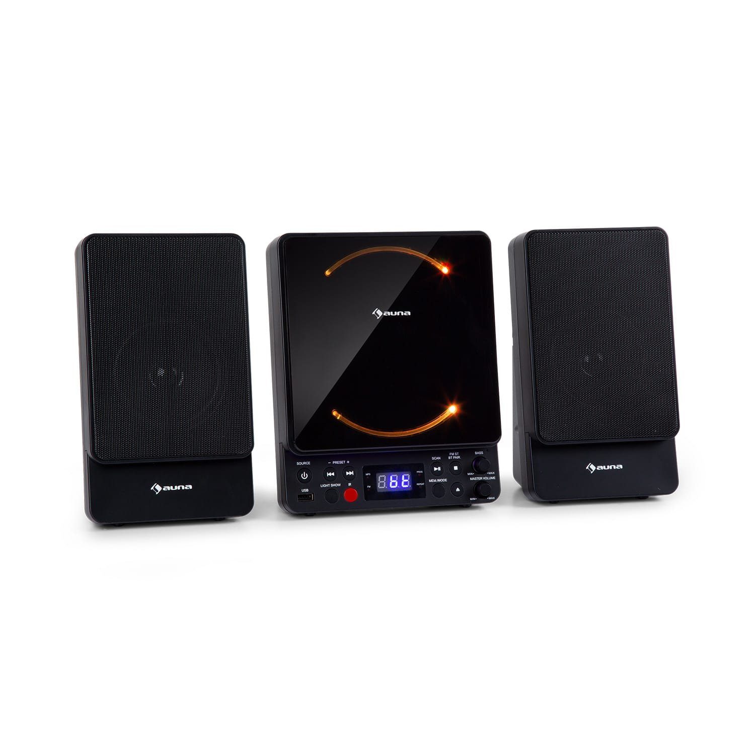 Auna Microstar Stereoanlage (UKW-Radio mit 30 Senderspeicherplätzen, 4 W,  Wandmontage, CD-Player mit automatischem Öffnungsmechanismus)
