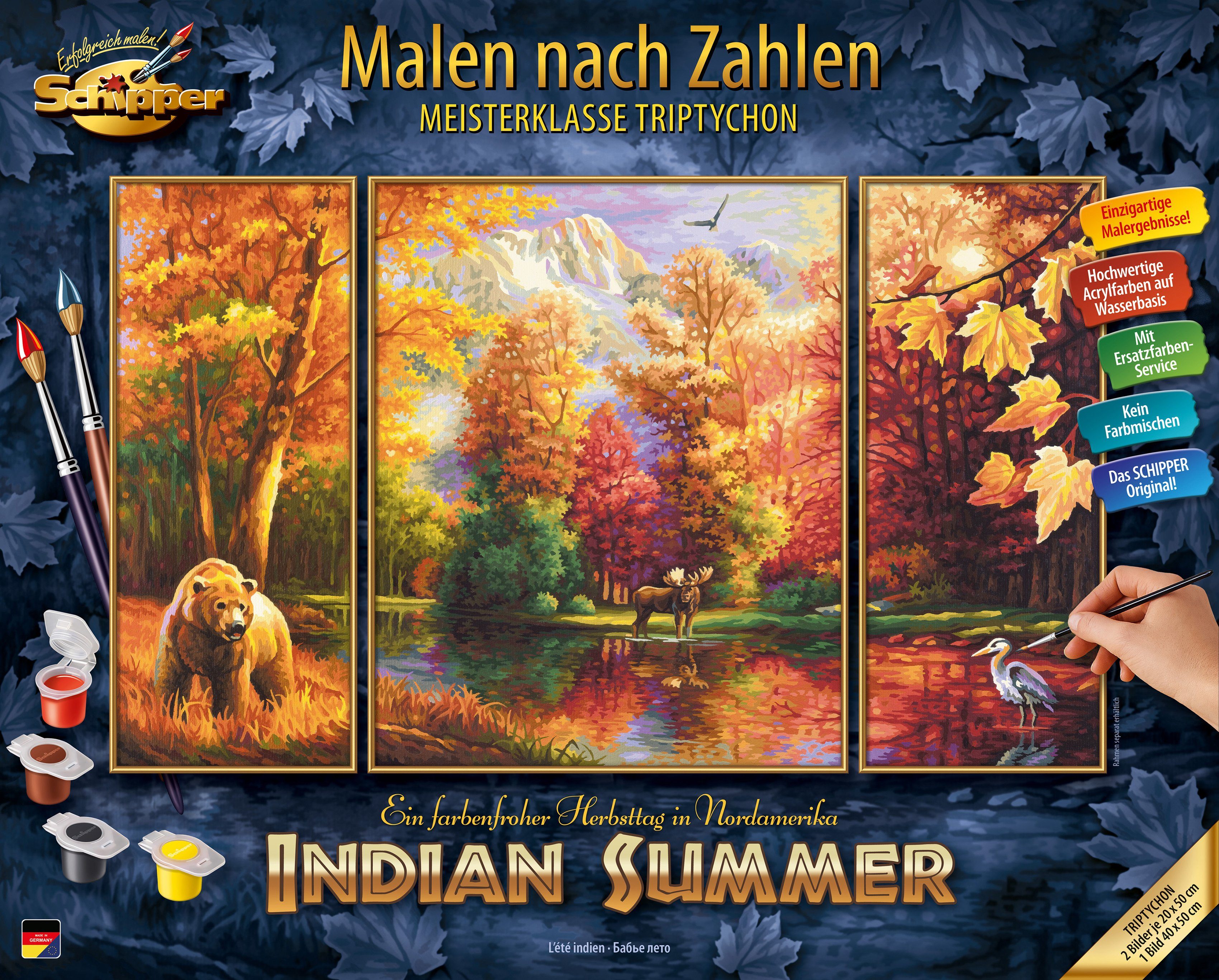 Schipper Malen nach Zahlen Meisterklasse Triptychon - Indian Summer, Made in Germany