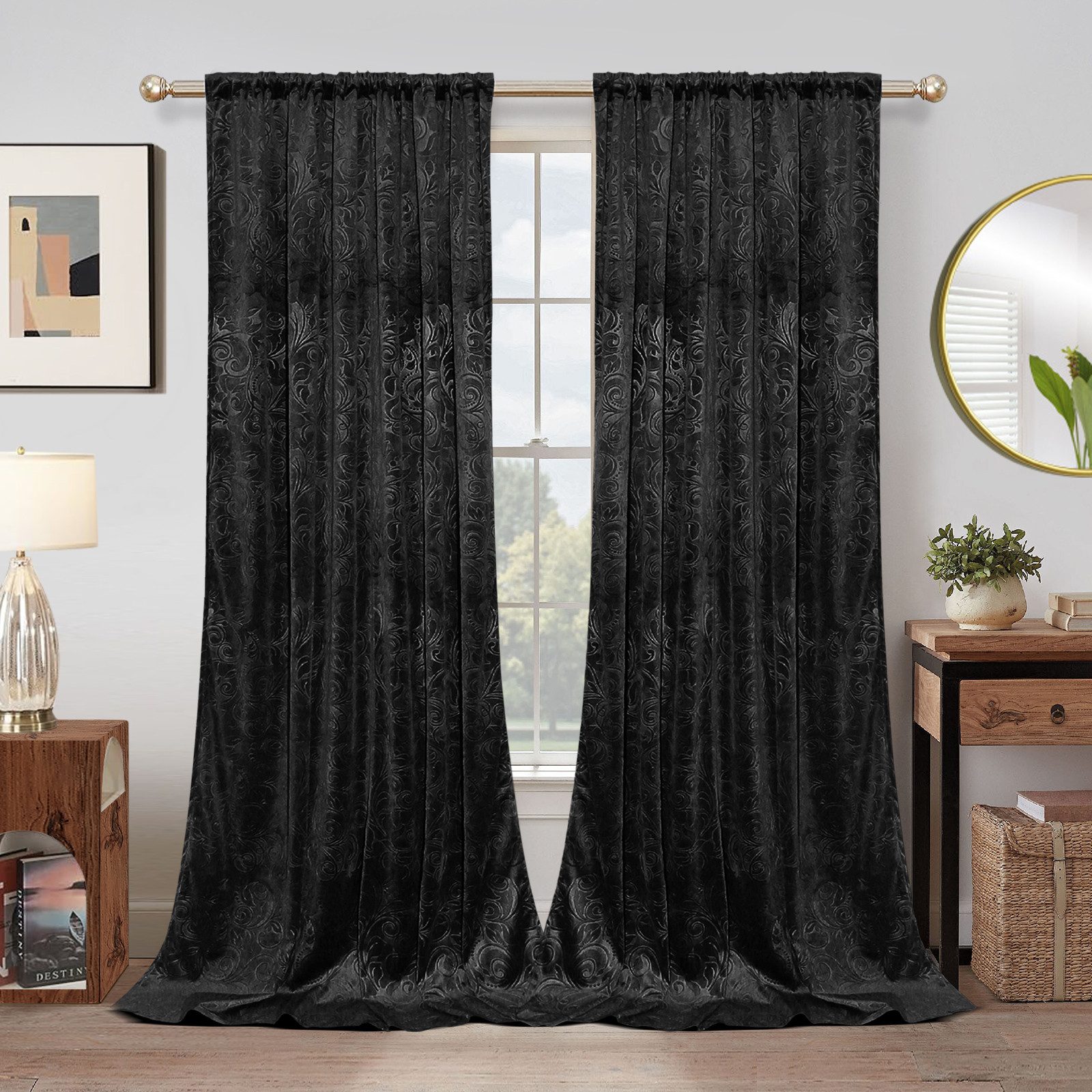 BTTO V&G Vorhang Gardinen Blickdicht Vorhang Samt Velvet Kräuselband (2 St), blickdicht, Vorhang Wohnzimmer