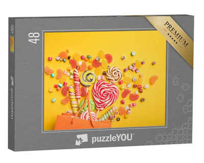 puzzleYOU Puzzle Draufsicht auf köstliche bunte Bonbons, 48 Puzzleteile, puzzleYOU-Kollektionen Süßigkeiten
