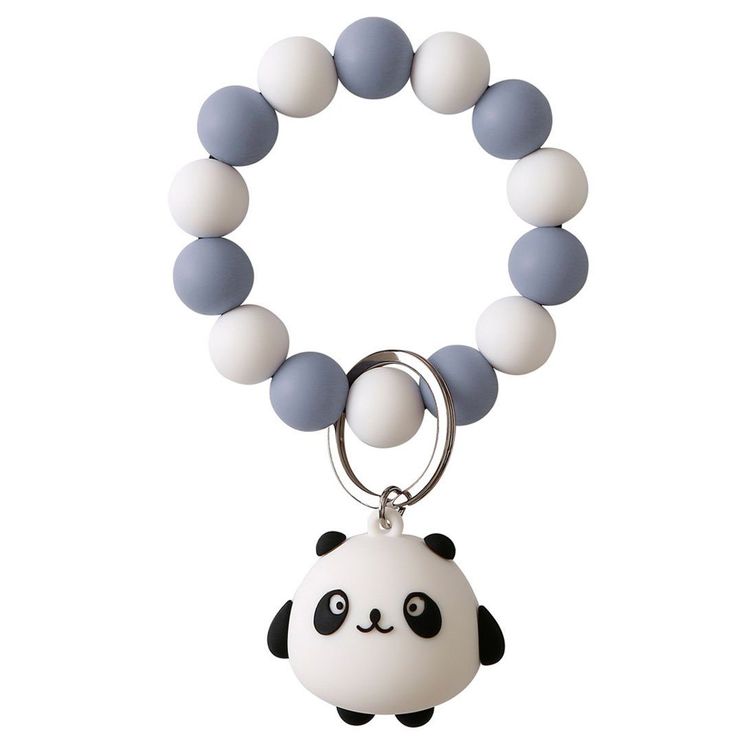 DÖRÖY Schlüsselanhänger Panda Silikon-Schlüsselanhänger für das Handgelenk mit Perlen Lila