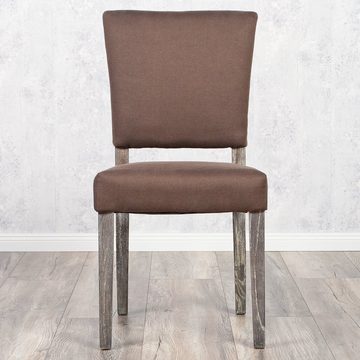 LebensWohnArt Stuhl Stuhl NEW RETRO mit Stoffbezug Seal-Brown