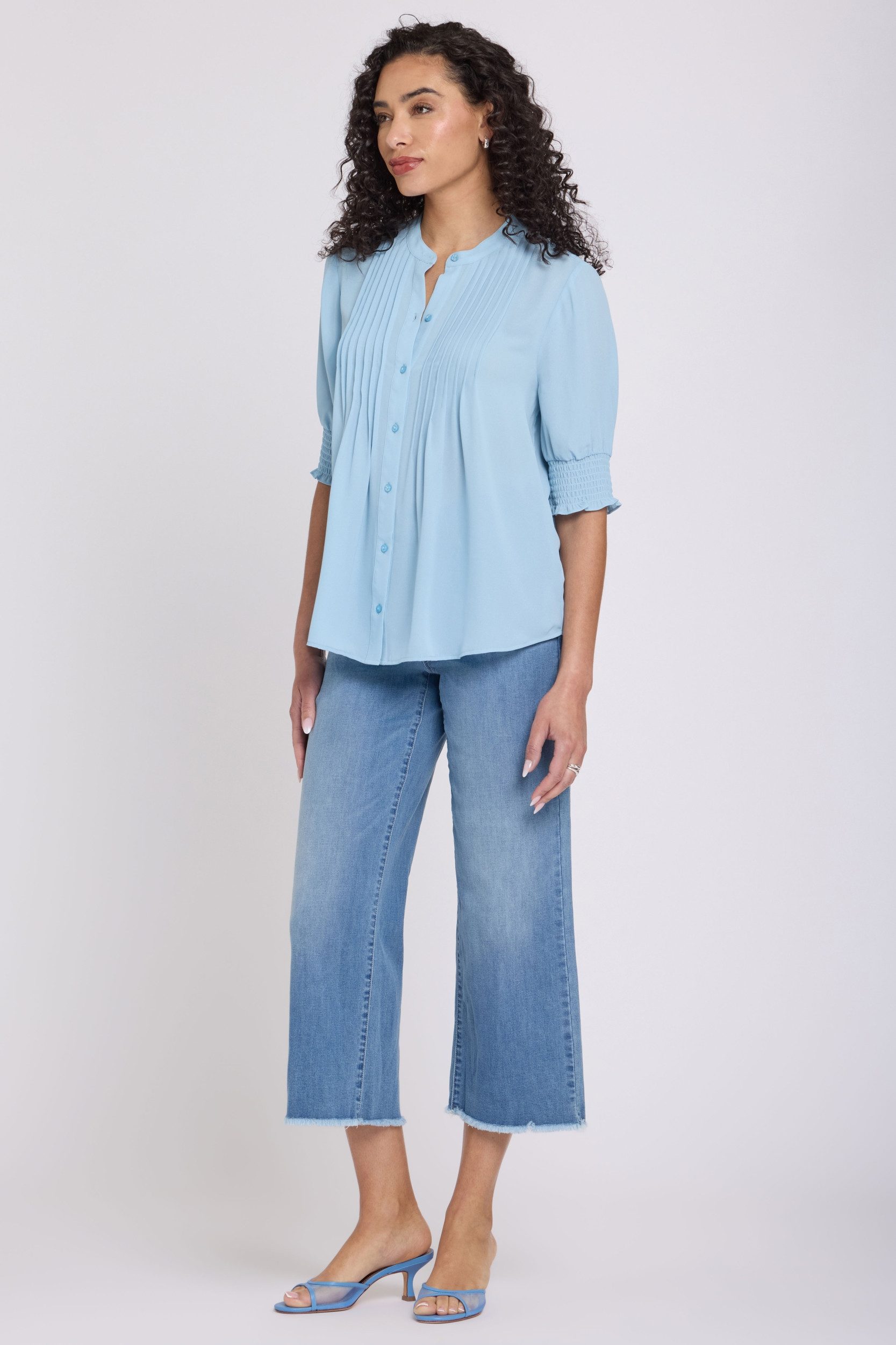 NYDJ Blusentop Pleated Kurze Sleeved Bluse