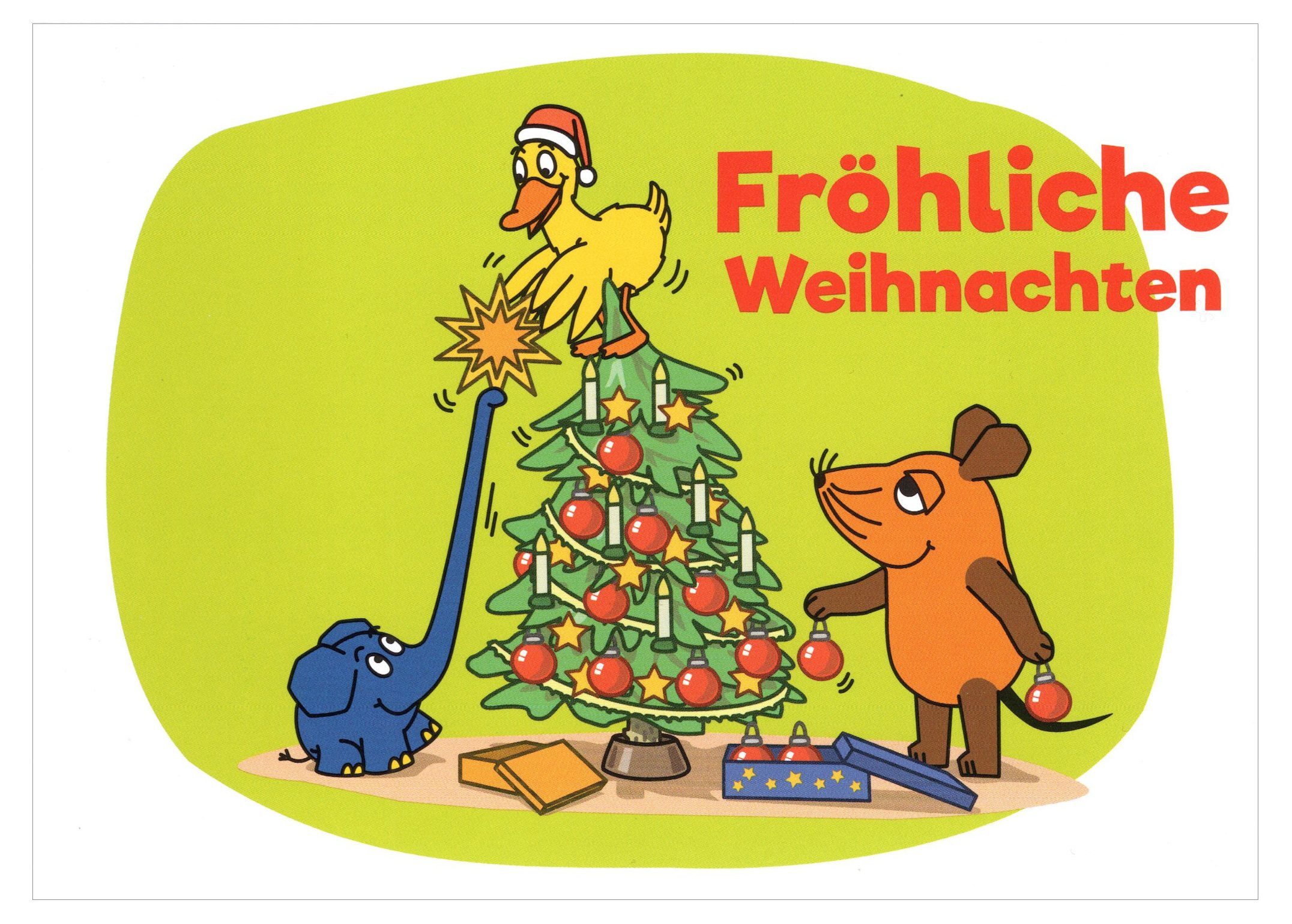 Postkarte "Sendung mit der Maus: Fröhliche Weihnachten (Baum schmücken)"
