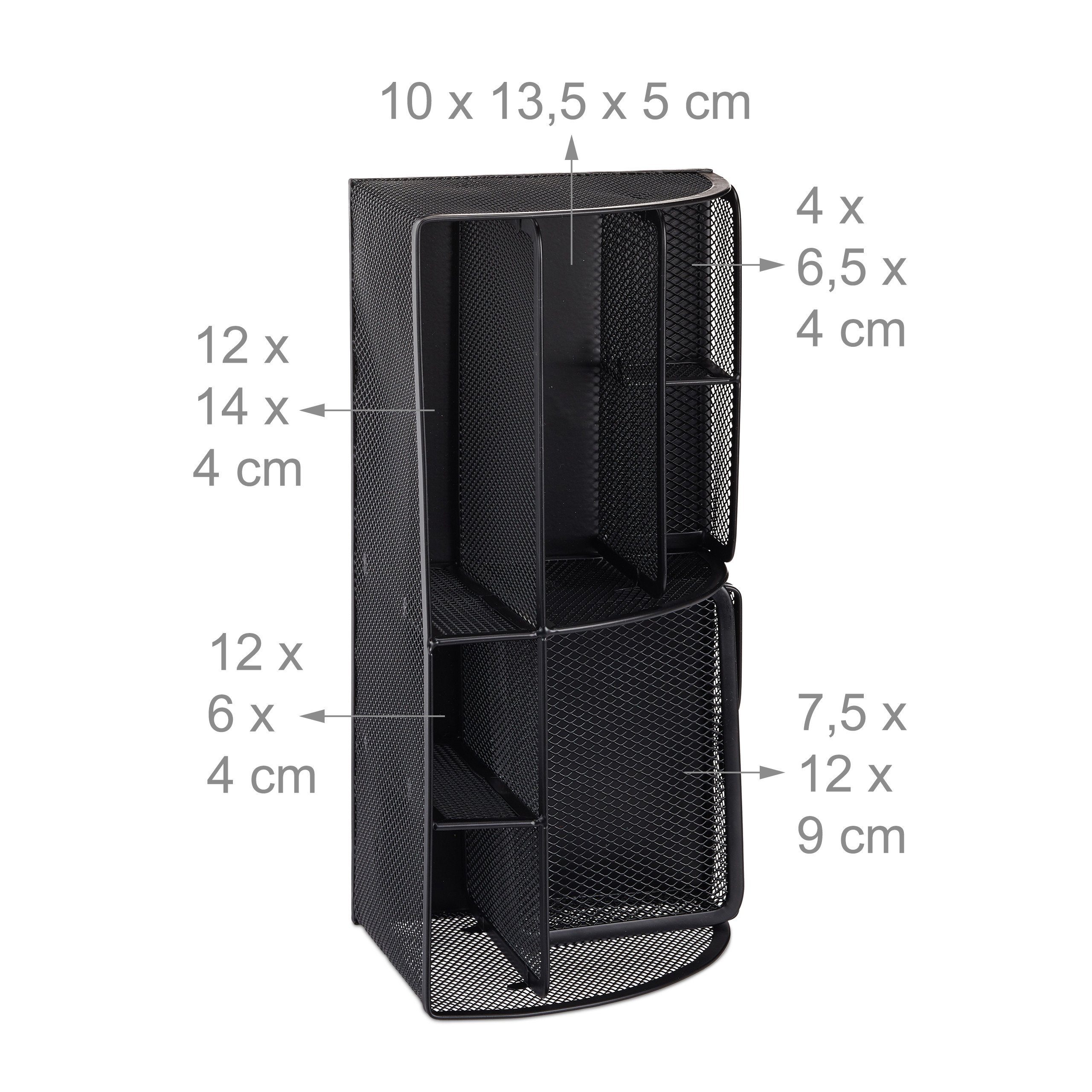 relaxdays Organizer Schreibtischorganizer 6 Ablagen Metall (1 St), schwarz – Bild 4 von 5
