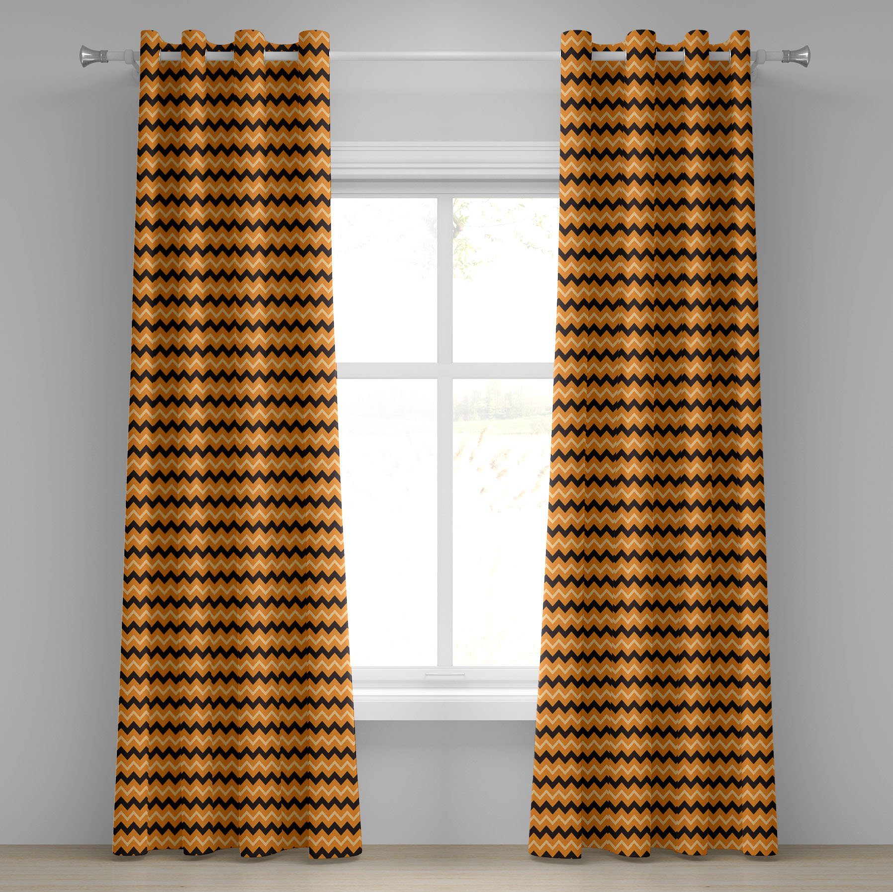 Wohnzimmer, Geometrische Dekorative Linien Zusammensetzung 2-Panel-Fenstervorhänge Schlafzimmer Abakuhaus, für Gardine Streifen