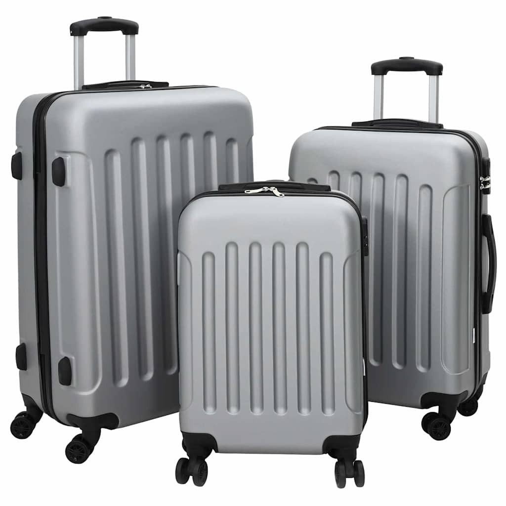 vidaXL Koffer mit Schloss 3 pcs Silber 50 x 31 x 78 cm ABS Kunststoff