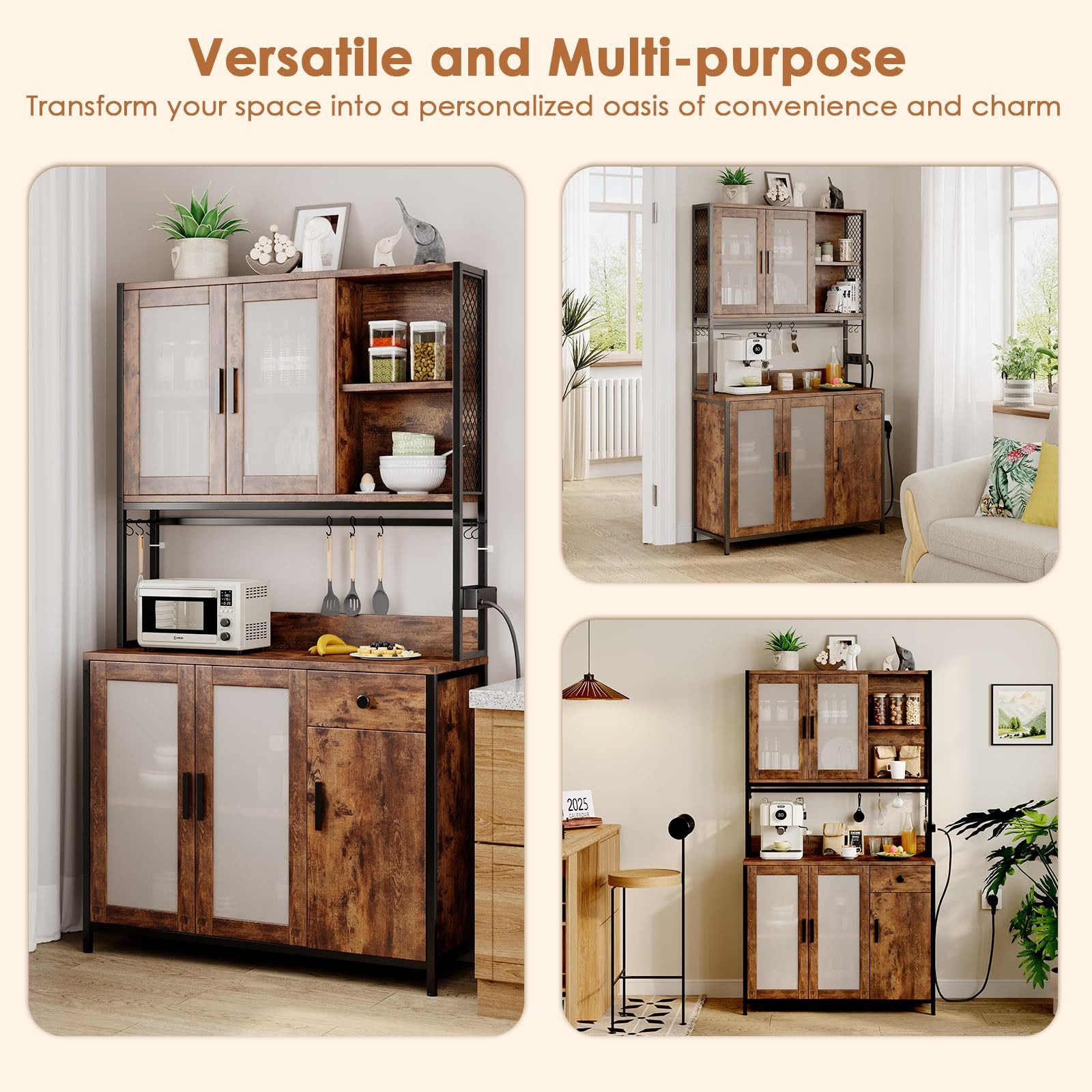 Dripex kitchen buffet, kitchen cabinet, buffet cabinet with worktop, 181cm high