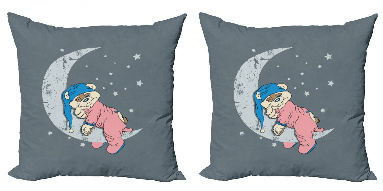 Stück), (2 Accent Baby Doppelseitiger Bär Kissenbezüge Schlafen dem Modern Abakuhaus Digitaldruck, Mond auf