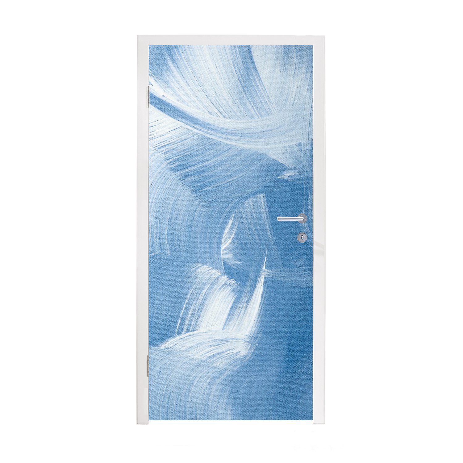 MuchoWow Türtapete Acrylfarbe - Blau - Design, Matt, bedruckt, (1 St), Fototapete für Tür, Türaufkleber, 75x205 cm