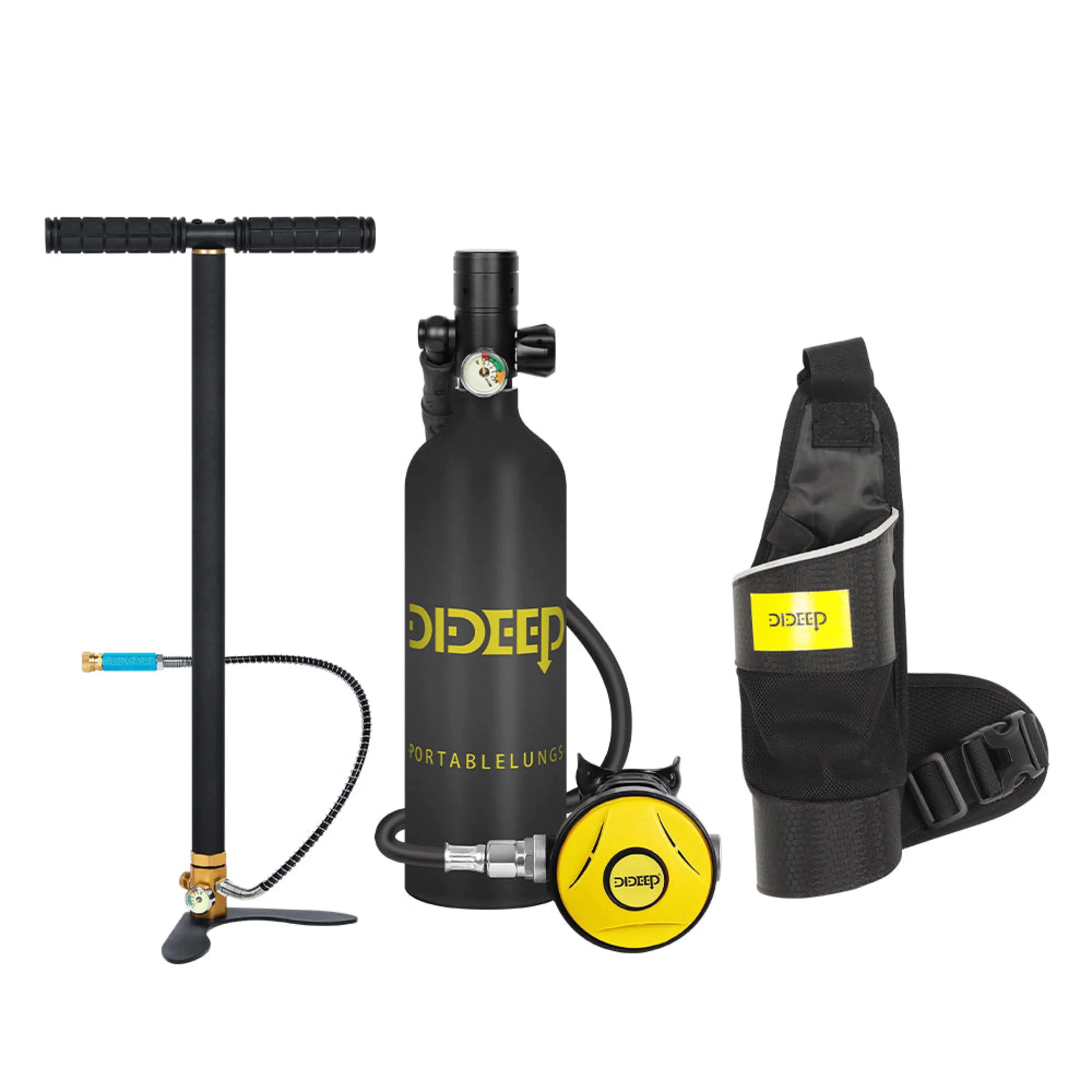 Sport-Knight® Tauchset Premium Tauchflasche mit Pumpe 0,5 oder 1L, Tauch Zubehör